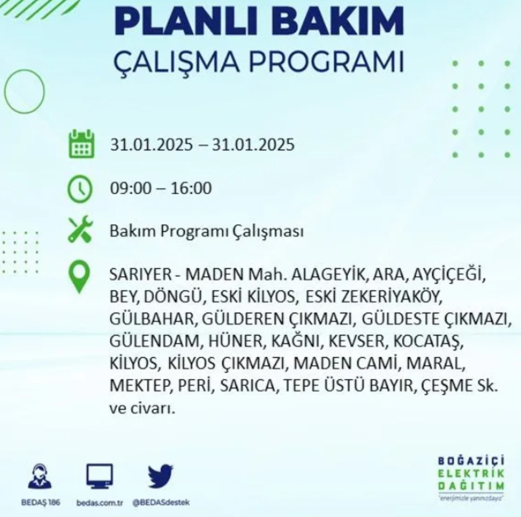 BEDAŞ açıkladı... İstanbul'da elektrik kesintisi: 31 Ocak'ta hangi mahalleler etkilenecek?