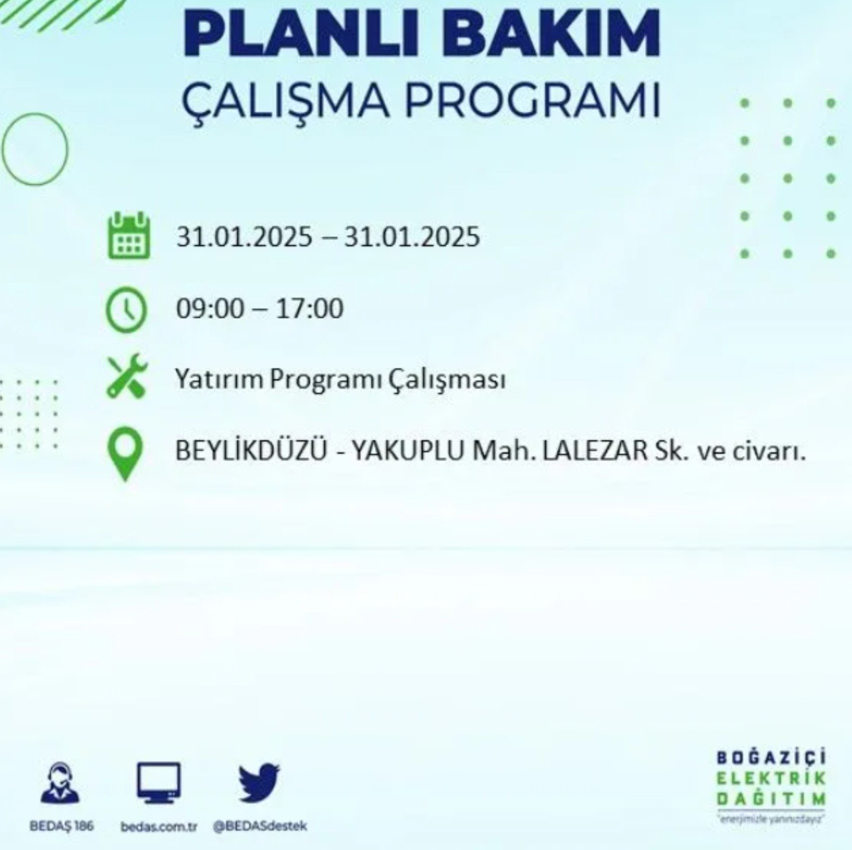 BEDAŞ açıkladı... İstanbul'da elektrik kesintisi: 31 Ocak'ta hangi mahalleler etkilenecek?