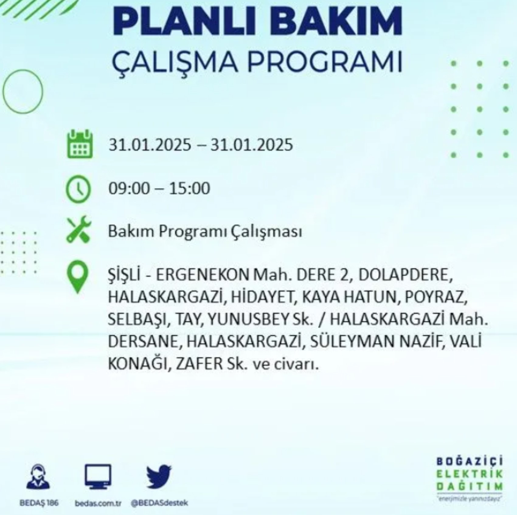 BEDAŞ açıkladı... İstanbul'da elektrik kesintisi: 31 Ocak'ta hangi mahalleler etkilenecek?