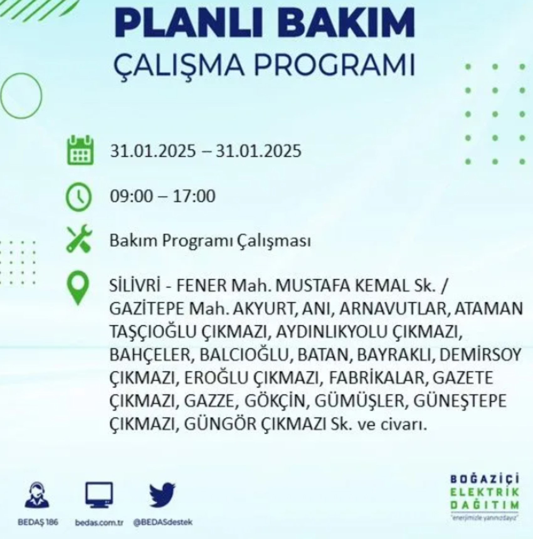 BEDAŞ açıkladı... İstanbul'da elektrik kesintisi: 31 Ocak'ta hangi mahalleler etkilenecek?