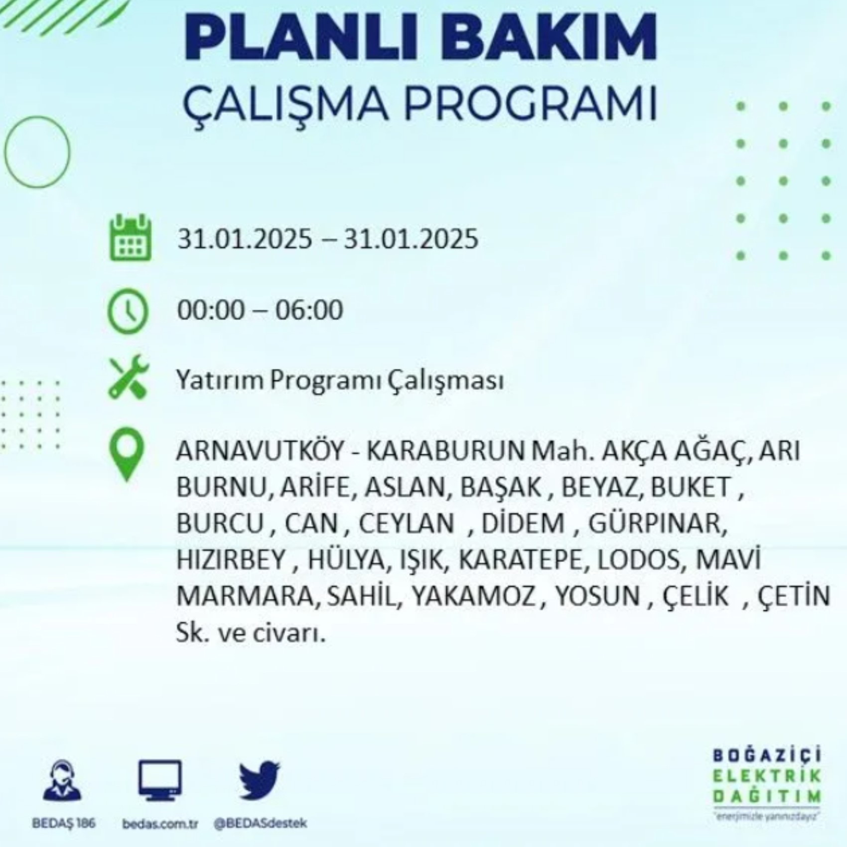 BEDAŞ açıkladı... İstanbul'da elektrik kesintisi: 31 Ocak'ta hangi mahalleler etkilenecek?