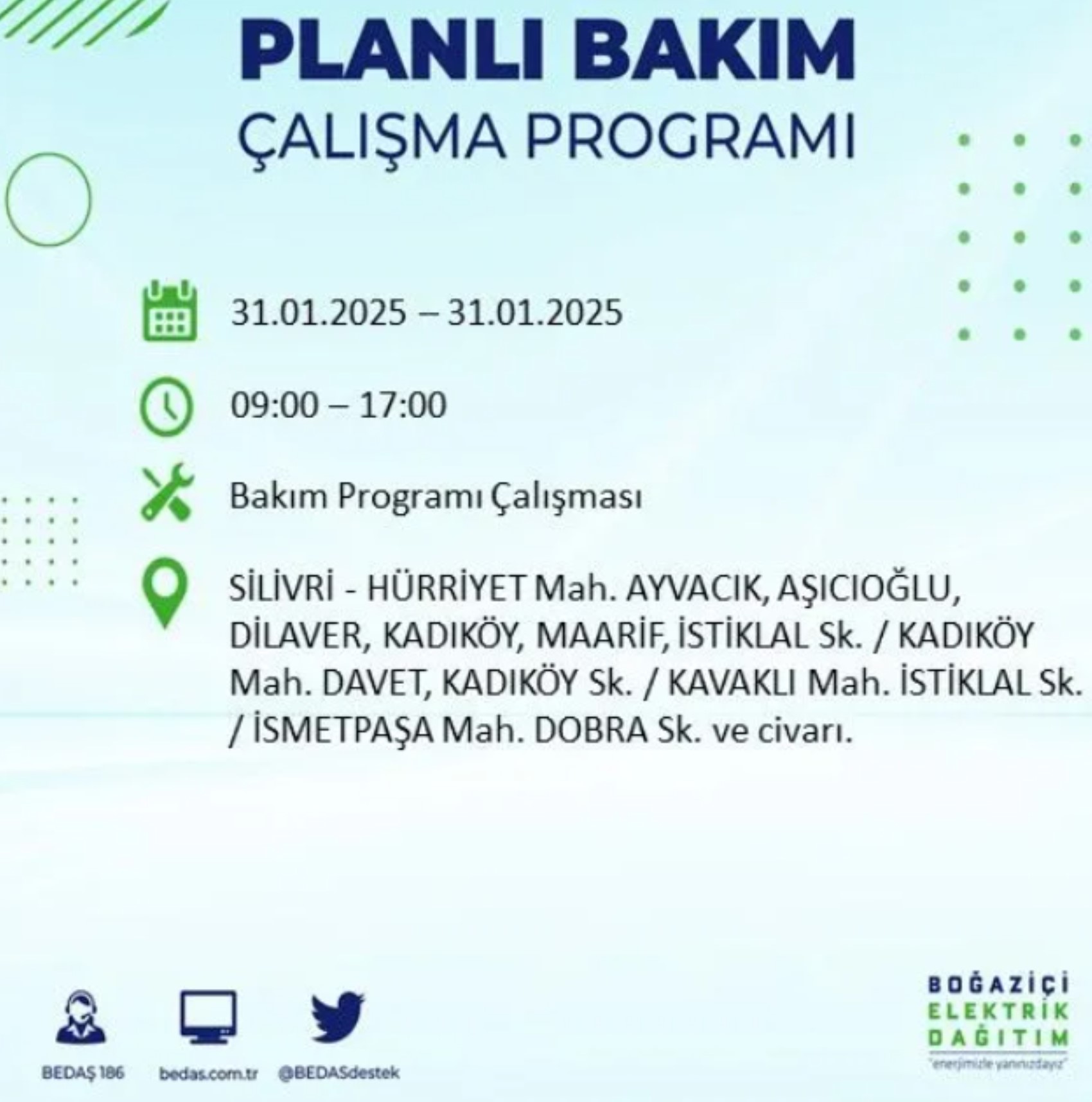 BEDAŞ açıkladı... İstanbul'da elektrik kesintisi: 31 Ocak'ta hangi mahalleler etkilenecek?