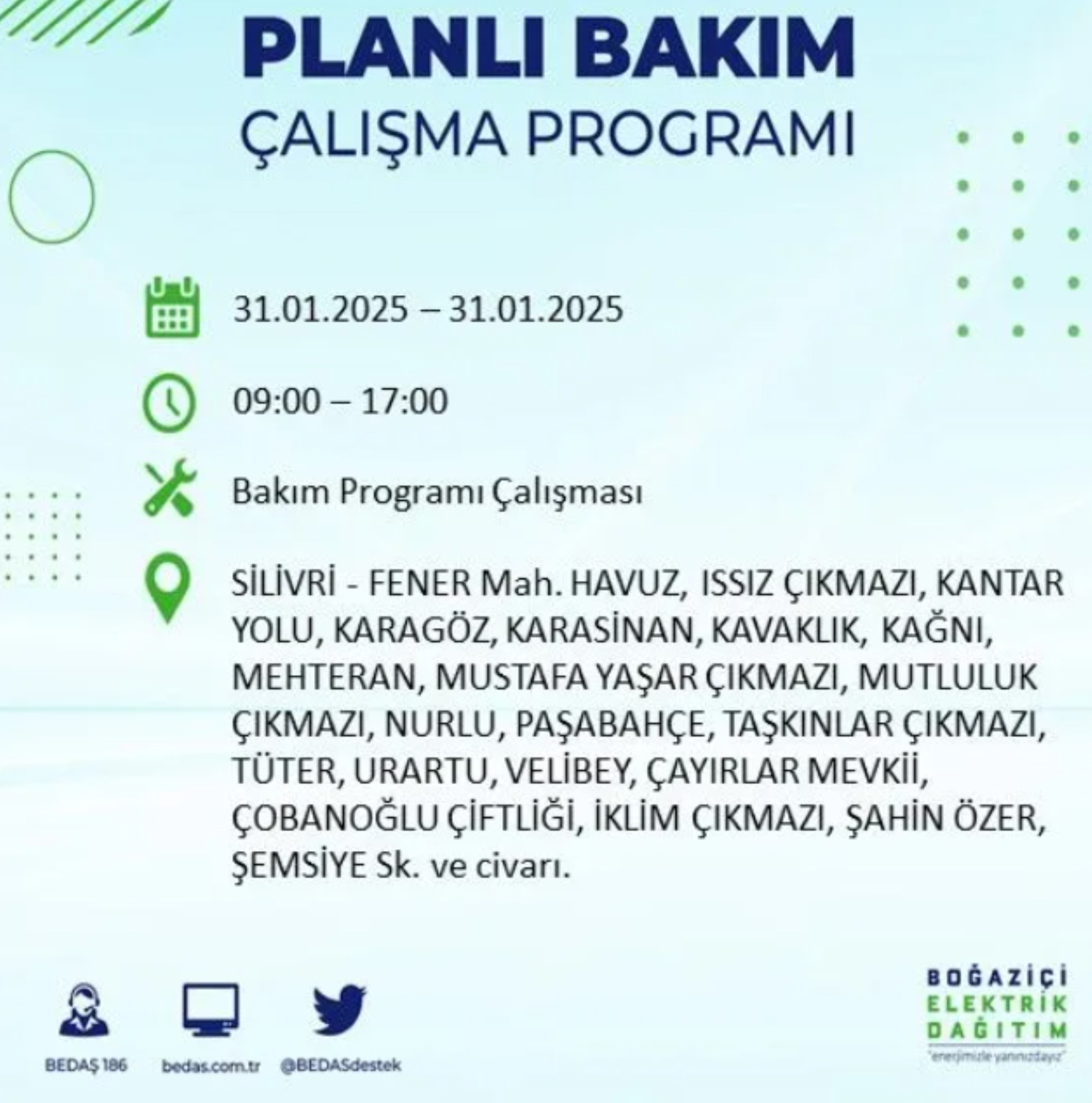 BEDAŞ açıkladı... İstanbul'da elektrik kesintisi: 31 Ocak'ta hangi mahalleler etkilenecek?