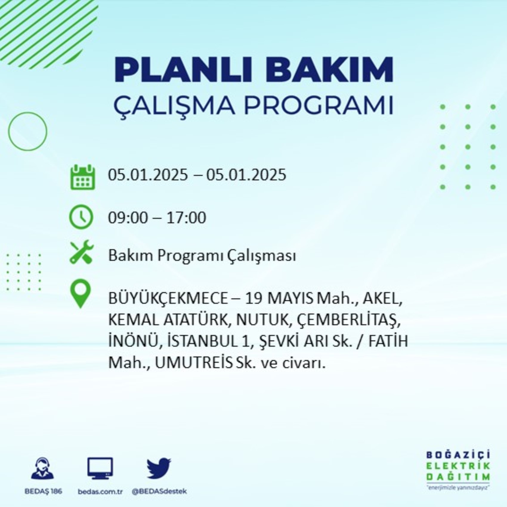 BEDAŞ açıkladı... İstanbul'da elektrik kesintisi: 5 Ocak'ta hangi mahalleler etkilenecek?