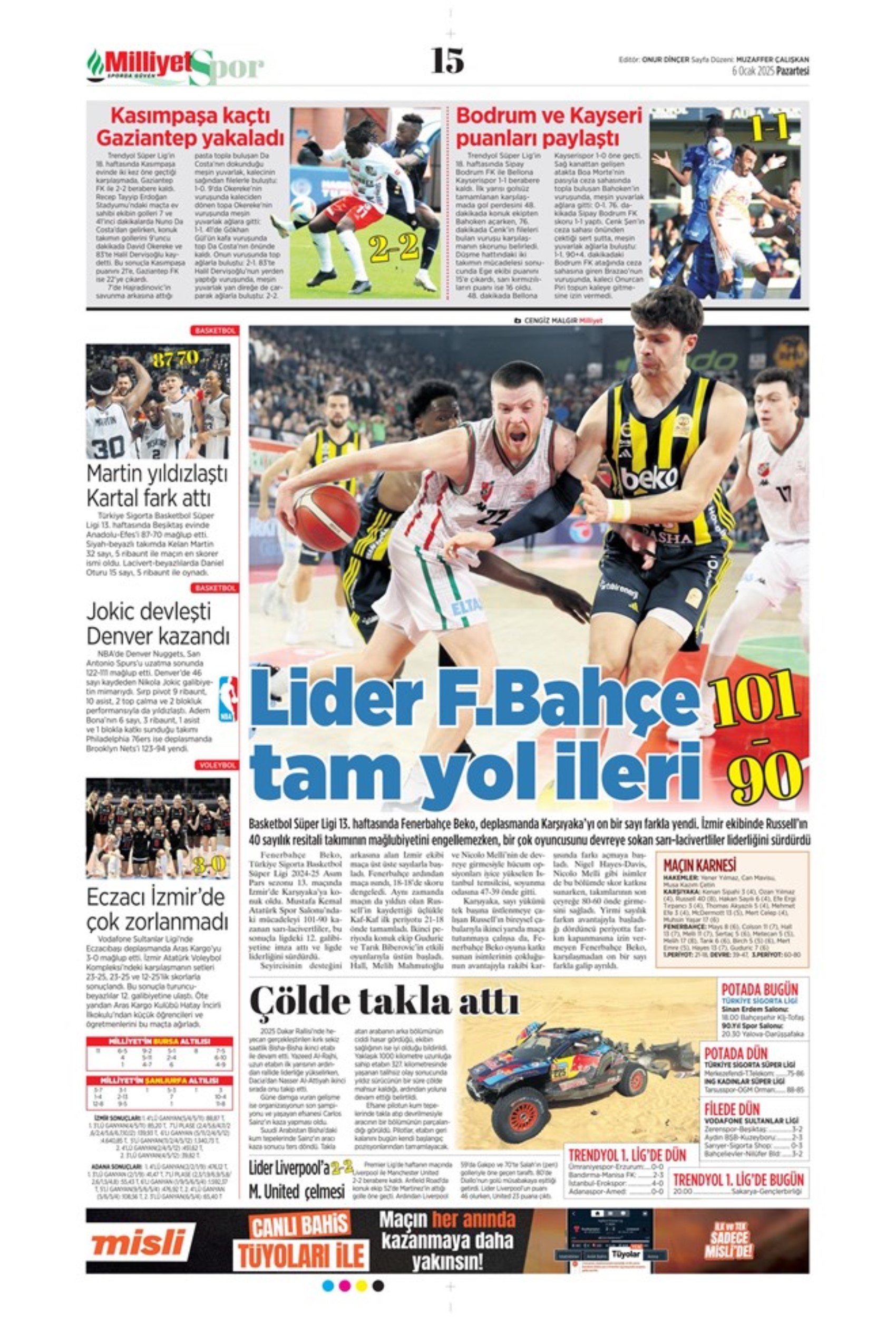 Sergen Yalçın başka bahara kaldı, Fenerbahçe hata yapmadı: 6 Ocak sporun manşetleri