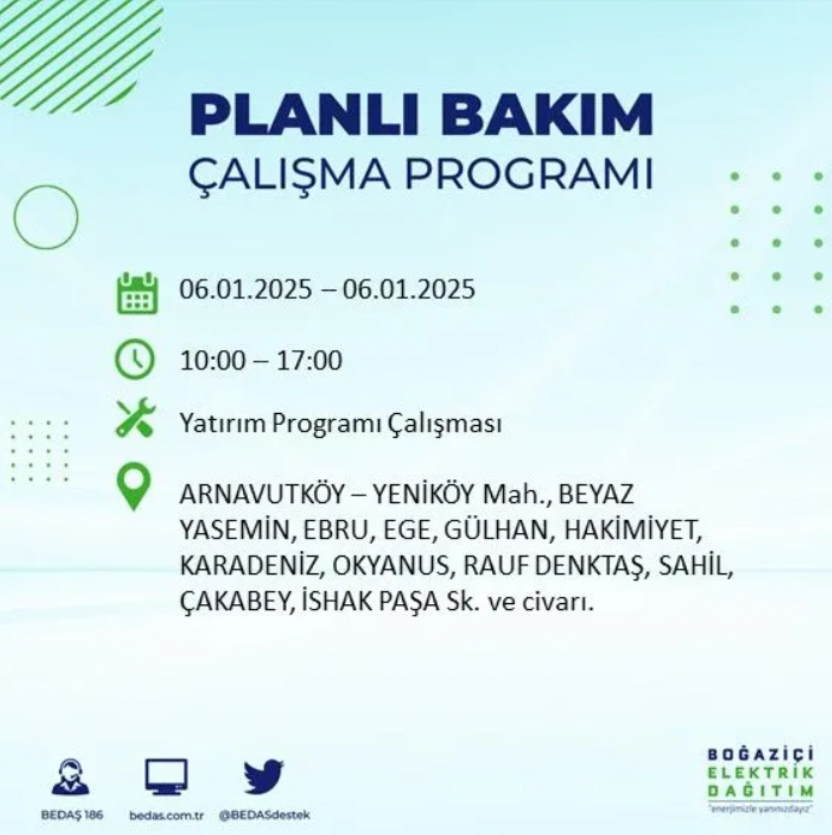 BEDAŞ açıkladı... İstanbul'da elektrik kesintisi: 6 Ocak'ta hangi mahalleler etkilenecek?