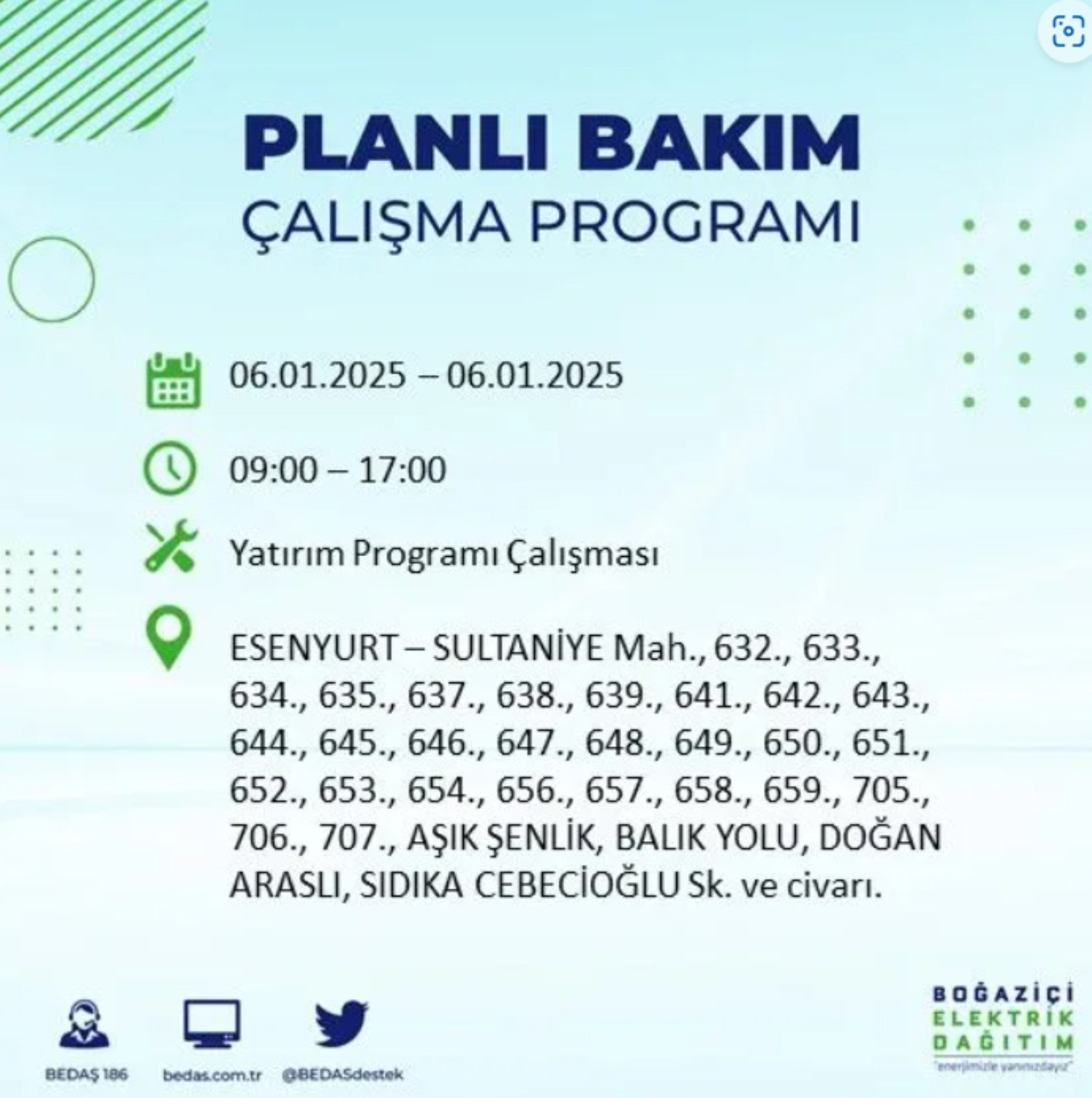 BEDAŞ açıkladı... İstanbul'da elektrik kesintisi: 6 Ocak'ta hangi mahalleler etkilenecek?