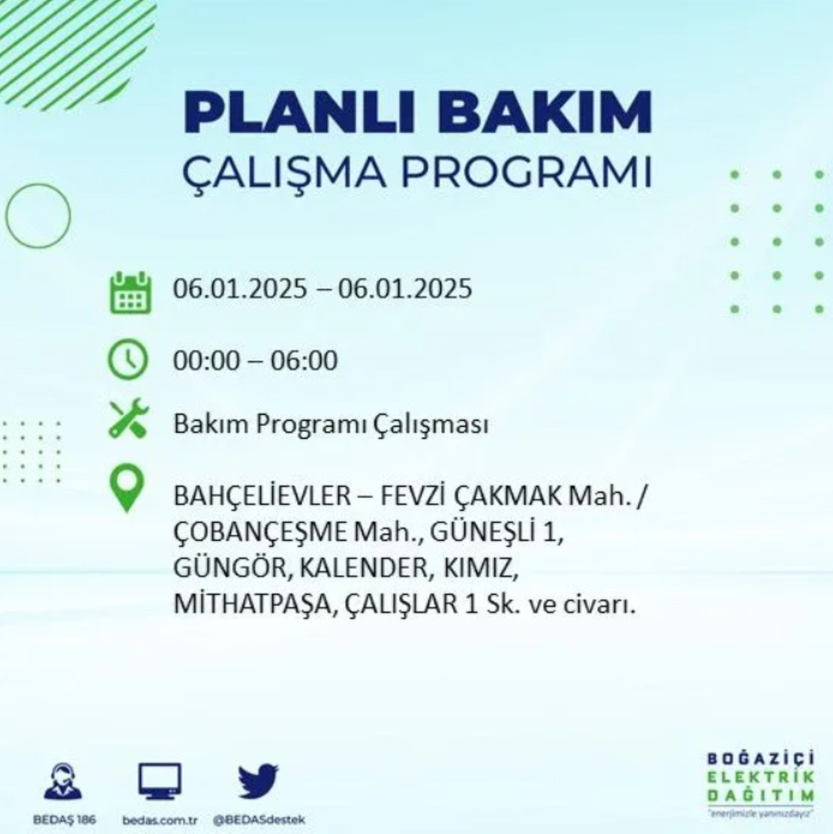 BEDAŞ açıkladı... İstanbul'da elektrik kesintisi: 6 Ocak'ta hangi mahalleler etkilenecek?