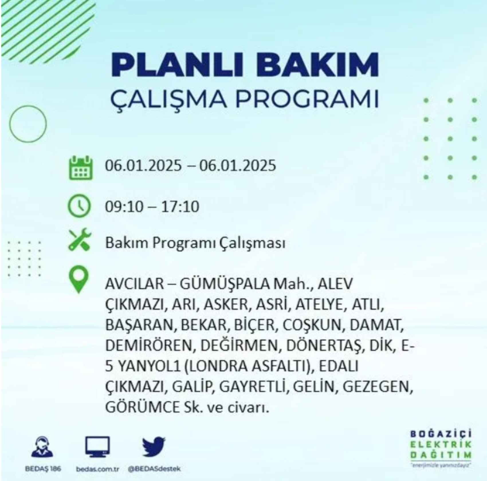 BEDAŞ açıkladı... İstanbul'da elektrik kesintisi: 6 Ocak'ta hangi mahalleler etkilenecek?