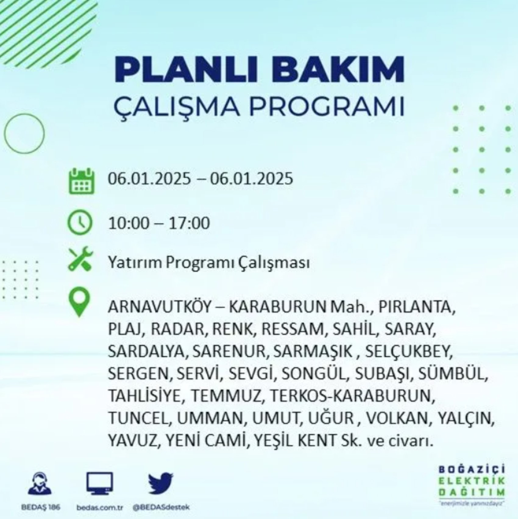 BEDAŞ açıkladı... İstanbul'da elektrik kesintisi: 6 Ocak'ta hangi mahalleler etkilenecek?