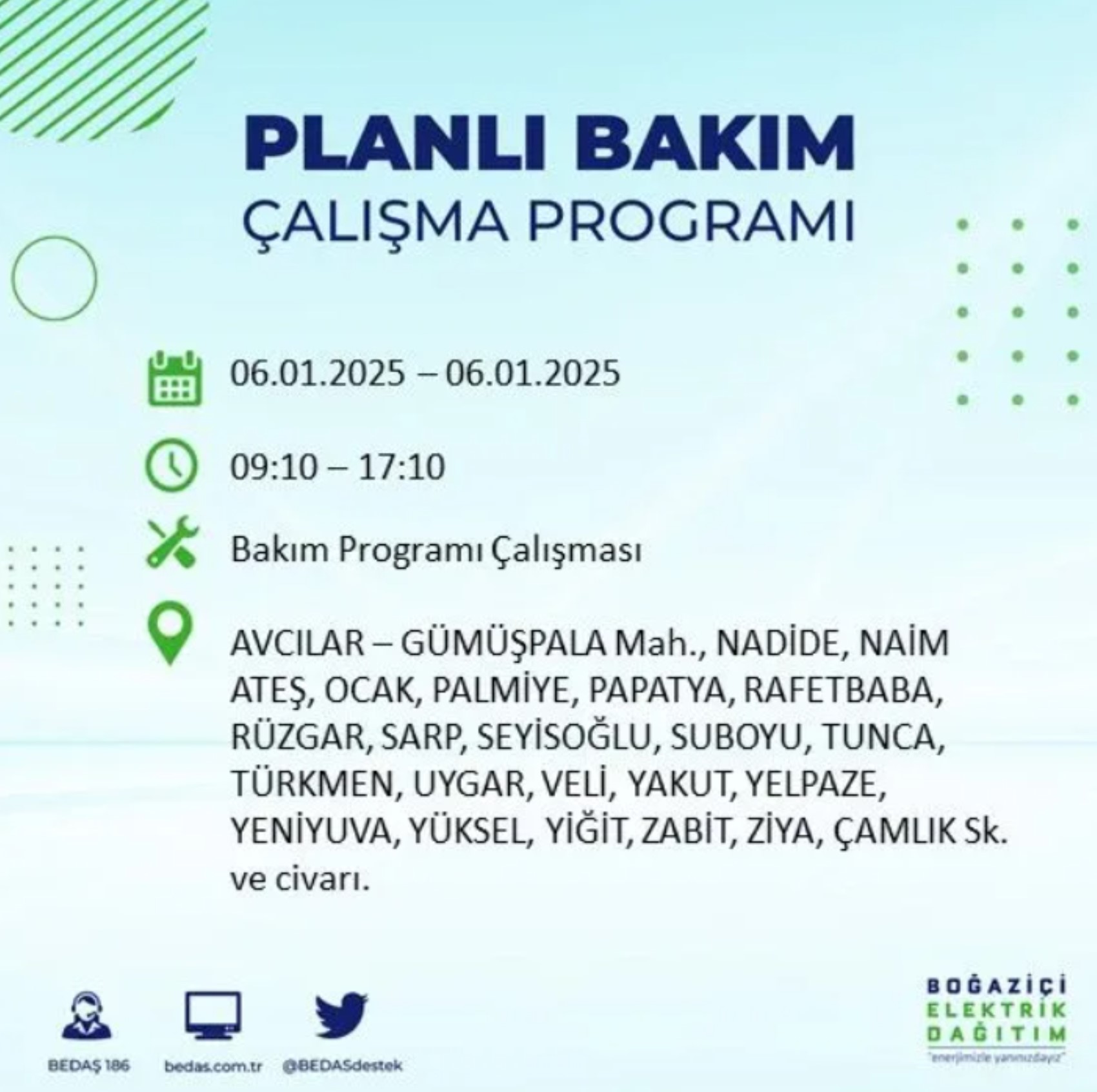 BEDAŞ açıkladı... İstanbul'da elektrik kesintisi: 6 Ocak'ta hangi mahalleler etkilenecek?