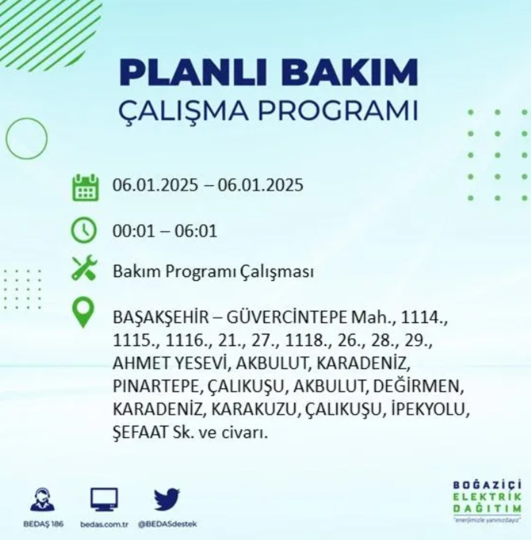 BEDAŞ açıkladı... İstanbul'da elektrik kesintisi: 6 Ocak'ta hangi mahalleler etkilenecek?