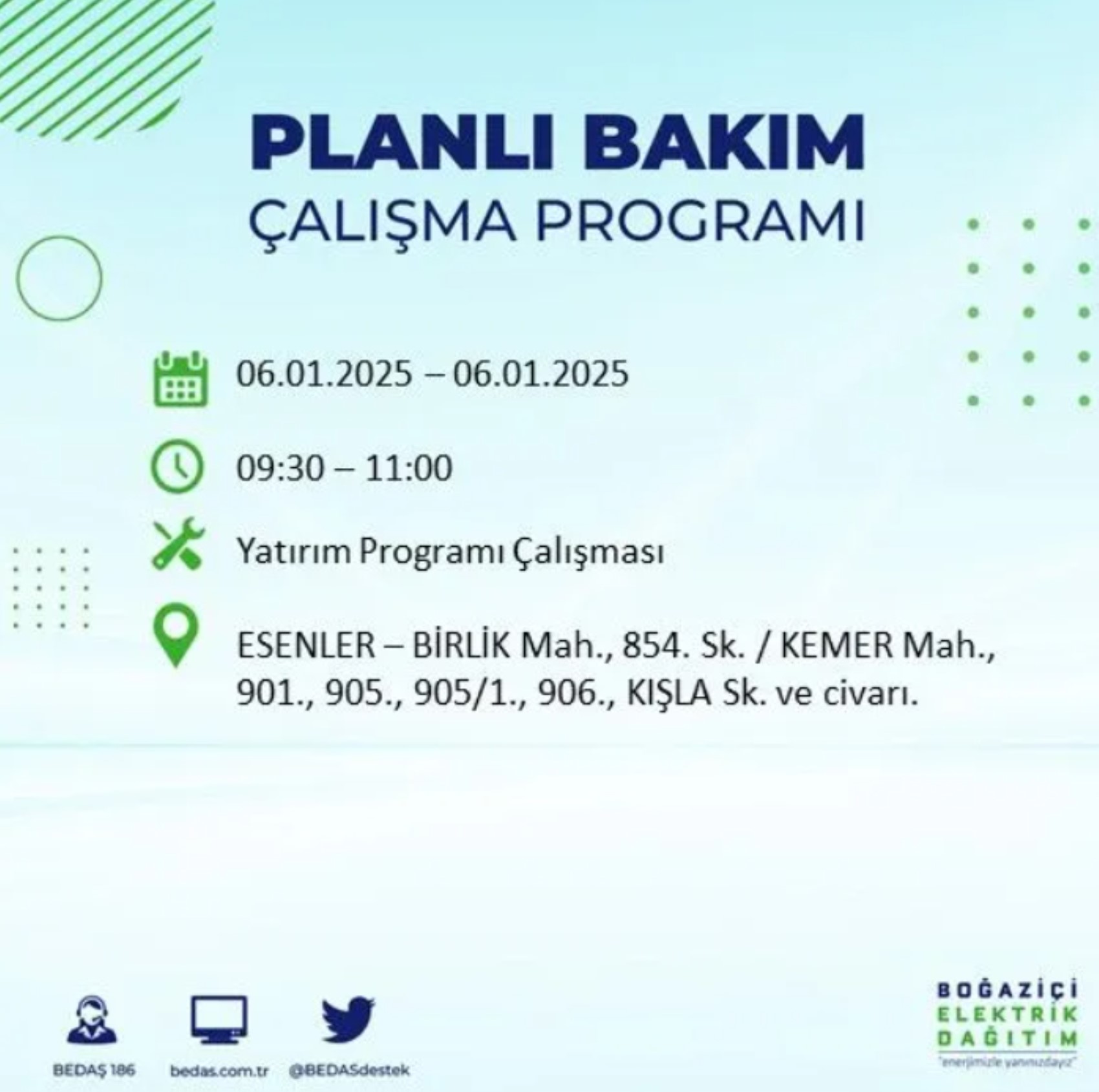 BEDAŞ açıkladı... İstanbul'da elektrik kesintisi: 6 Ocak'ta hangi mahalleler etkilenecek?