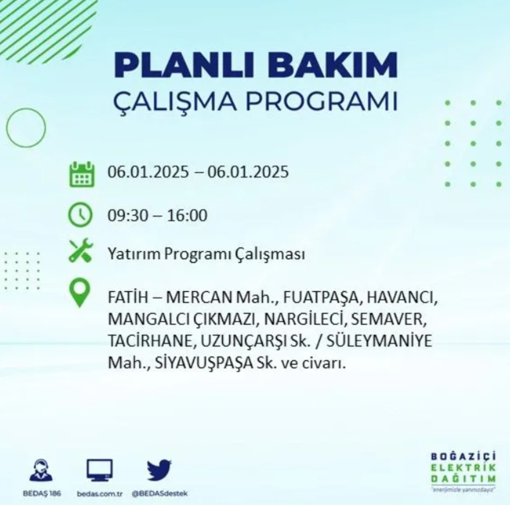 BEDAŞ açıkladı... İstanbul'da elektrik kesintisi: 6 Ocak'ta hangi mahalleler etkilenecek?