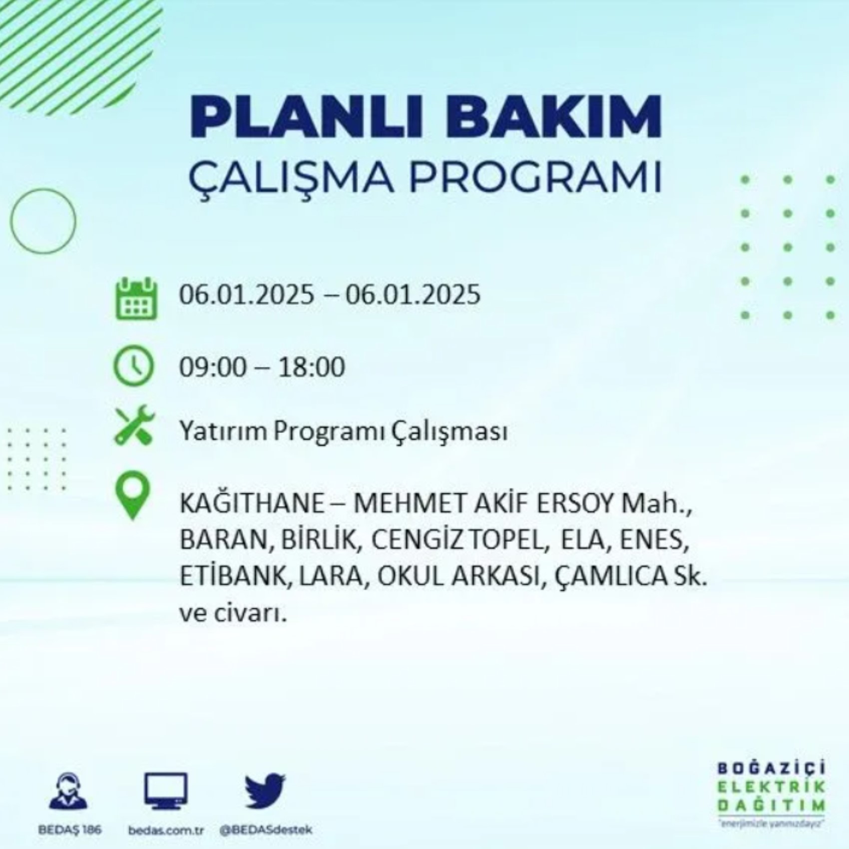 BEDAŞ açıkladı... İstanbul'da elektrik kesintisi: 6 Ocak'ta hangi mahalleler etkilenecek?