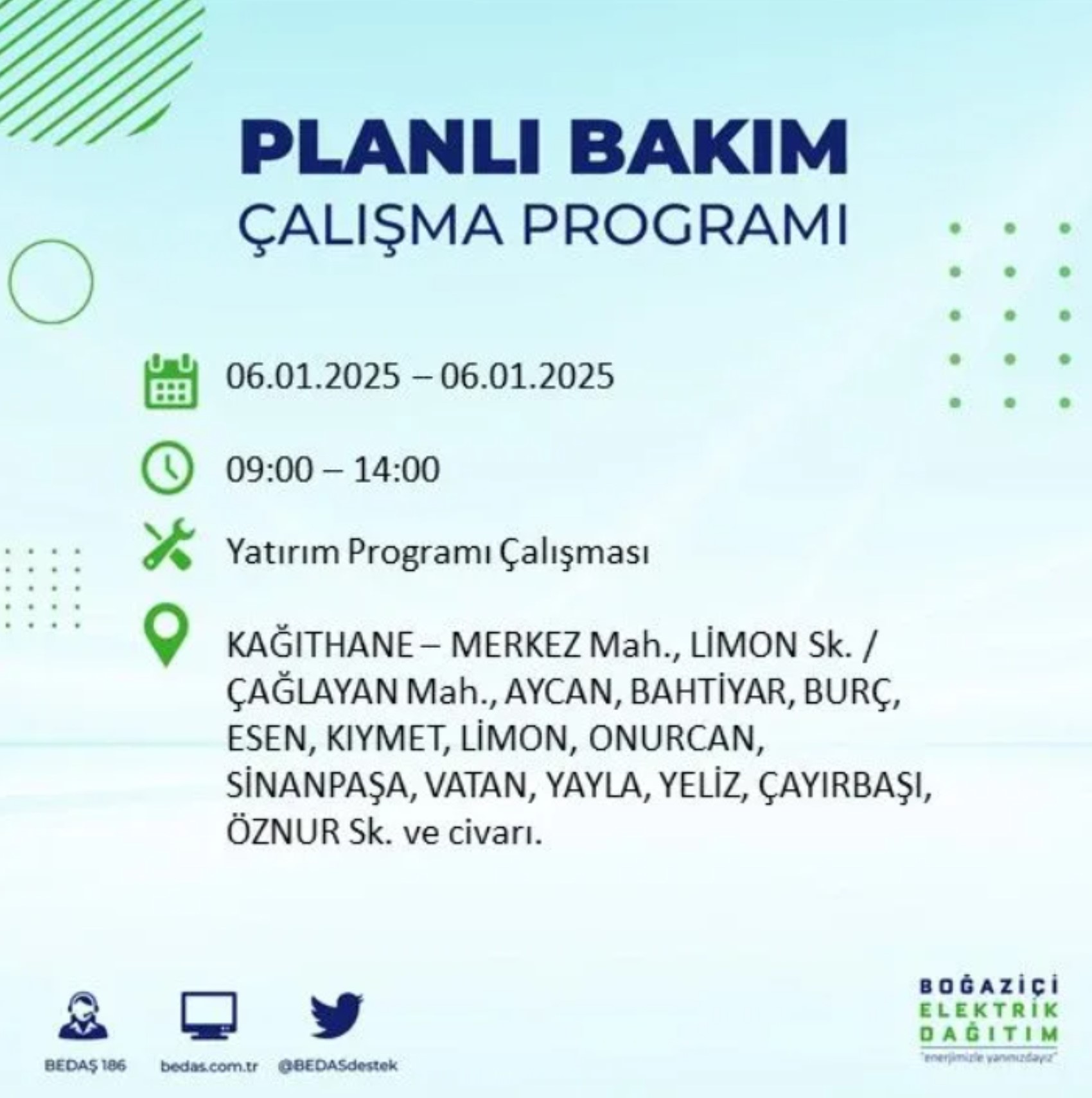 BEDAŞ açıkladı... İstanbul'da elektrik kesintisi: 6 Ocak'ta hangi mahalleler etkilenecek?