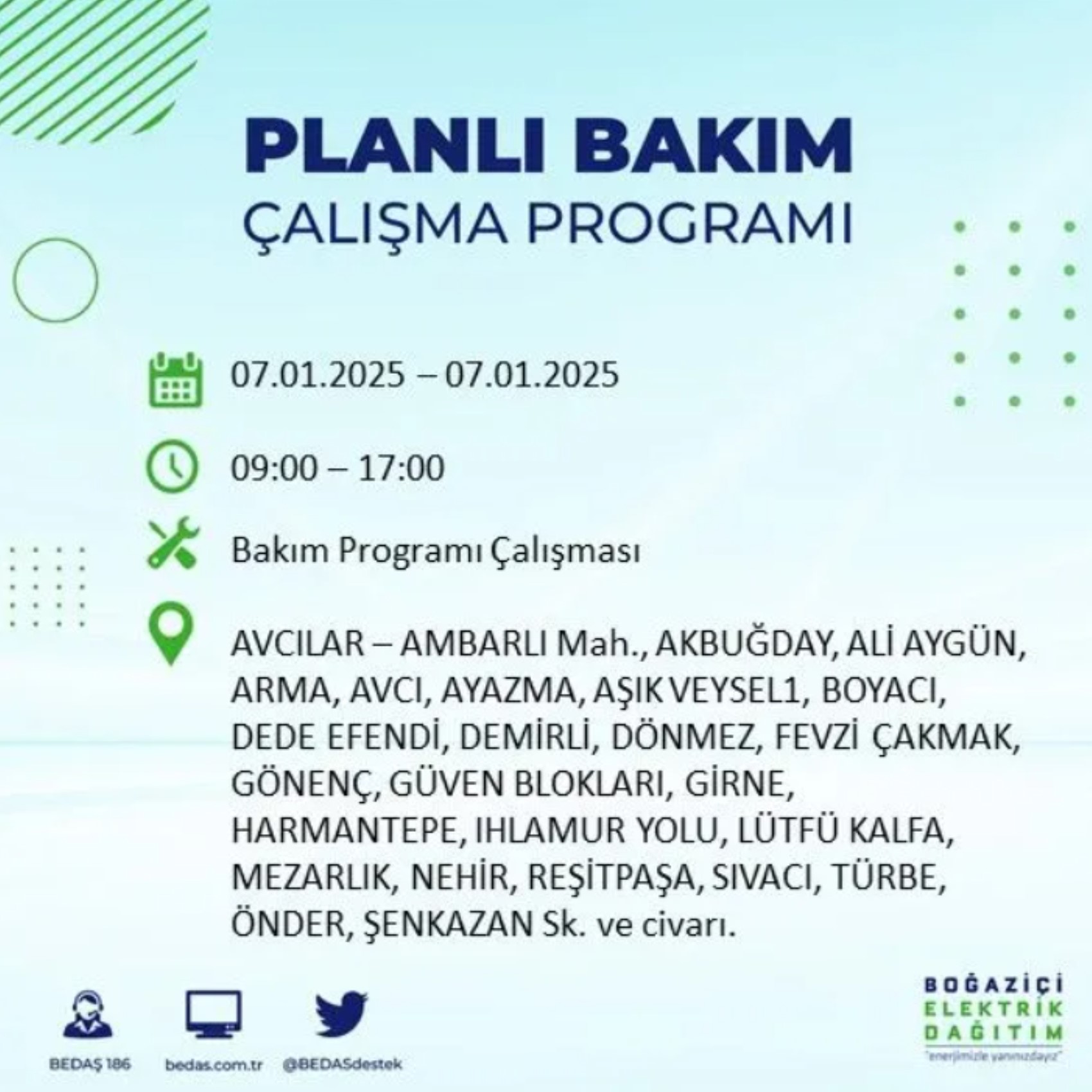 BEDAŞ açıkladı... İstanbul'da elektrik kesintisi: 7 Ocak'ta hangi mahalleler etkilenecek?