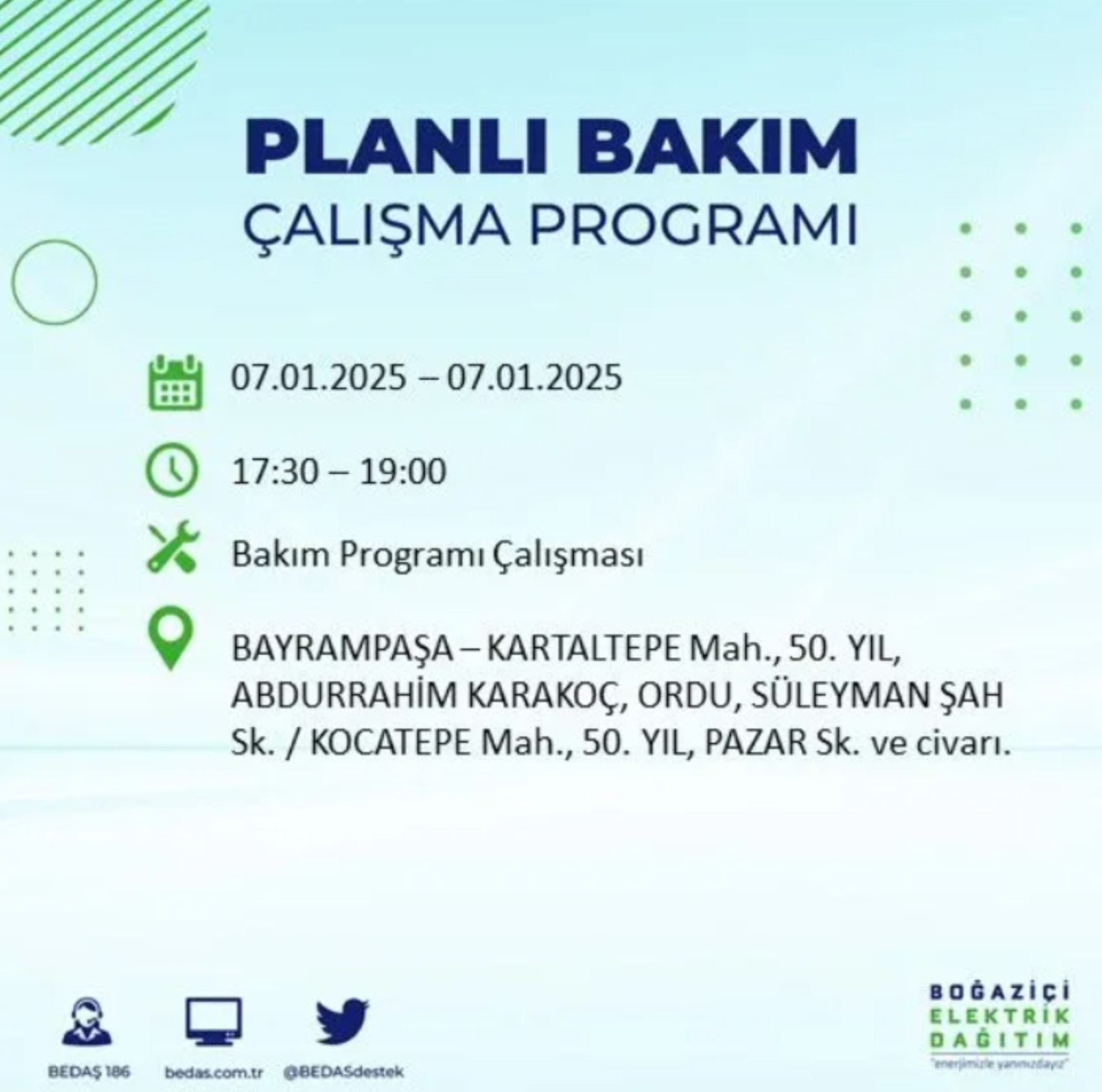 BEDAŞ açıkladı... İstanbul'da elektrik kesintisi: 7 Ocak'ta hangi mahalleler etkilenecek?