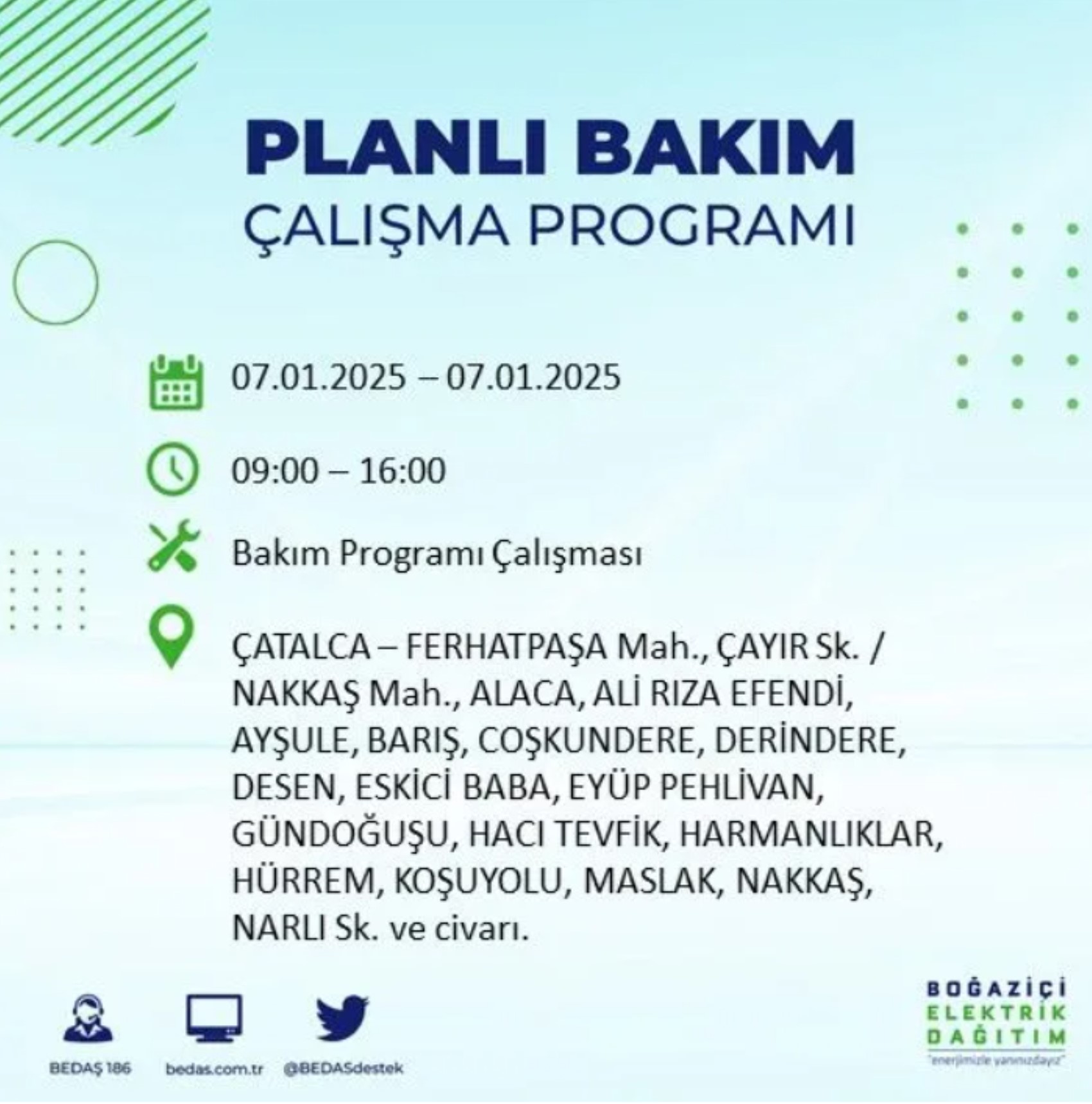 BEDAŞ açıkladı... İstanbul'da elektrik kesintisi: 7 Ocak'ta hangi mahalleler etkilenecek?