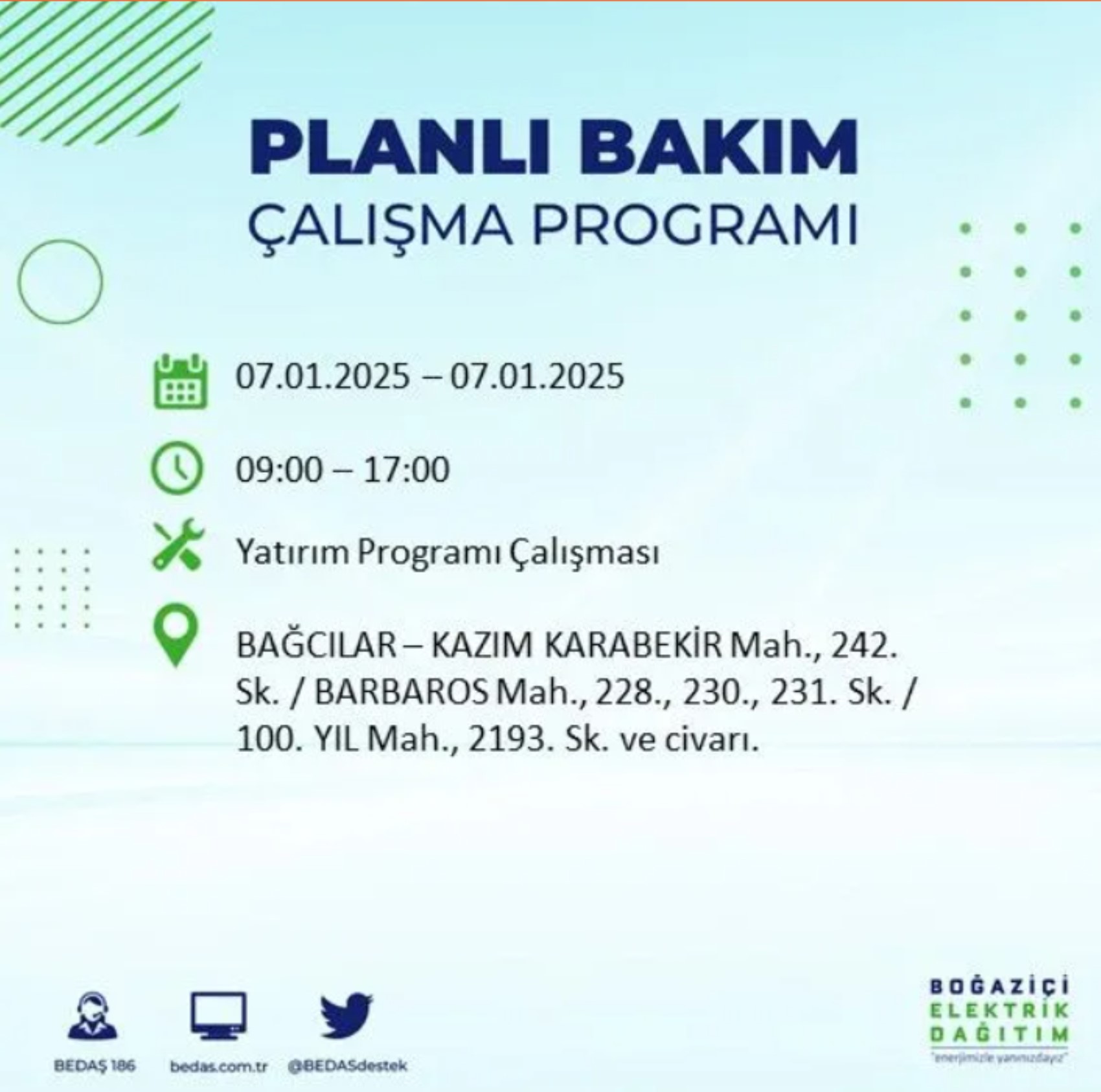 BEDAŞ açıkladı... İstanbul'da elektrik kesintisi: 7 Ocak'ta hangi mahalleler etkilenecek?