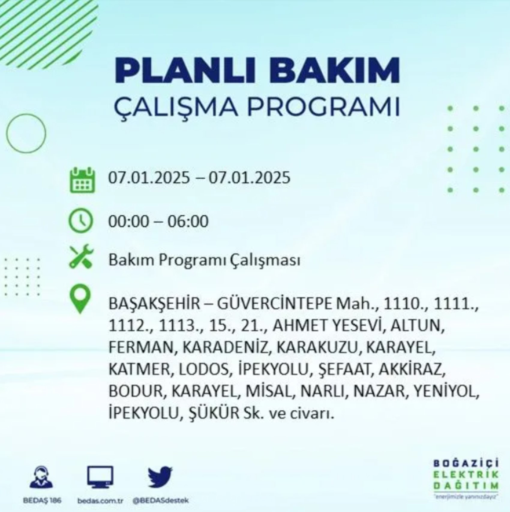 BEDAŞ açıkladı... İstanbul'da elektrik kesintisi: 7 Ocak'ta hangi mahalleler etkilenecek?