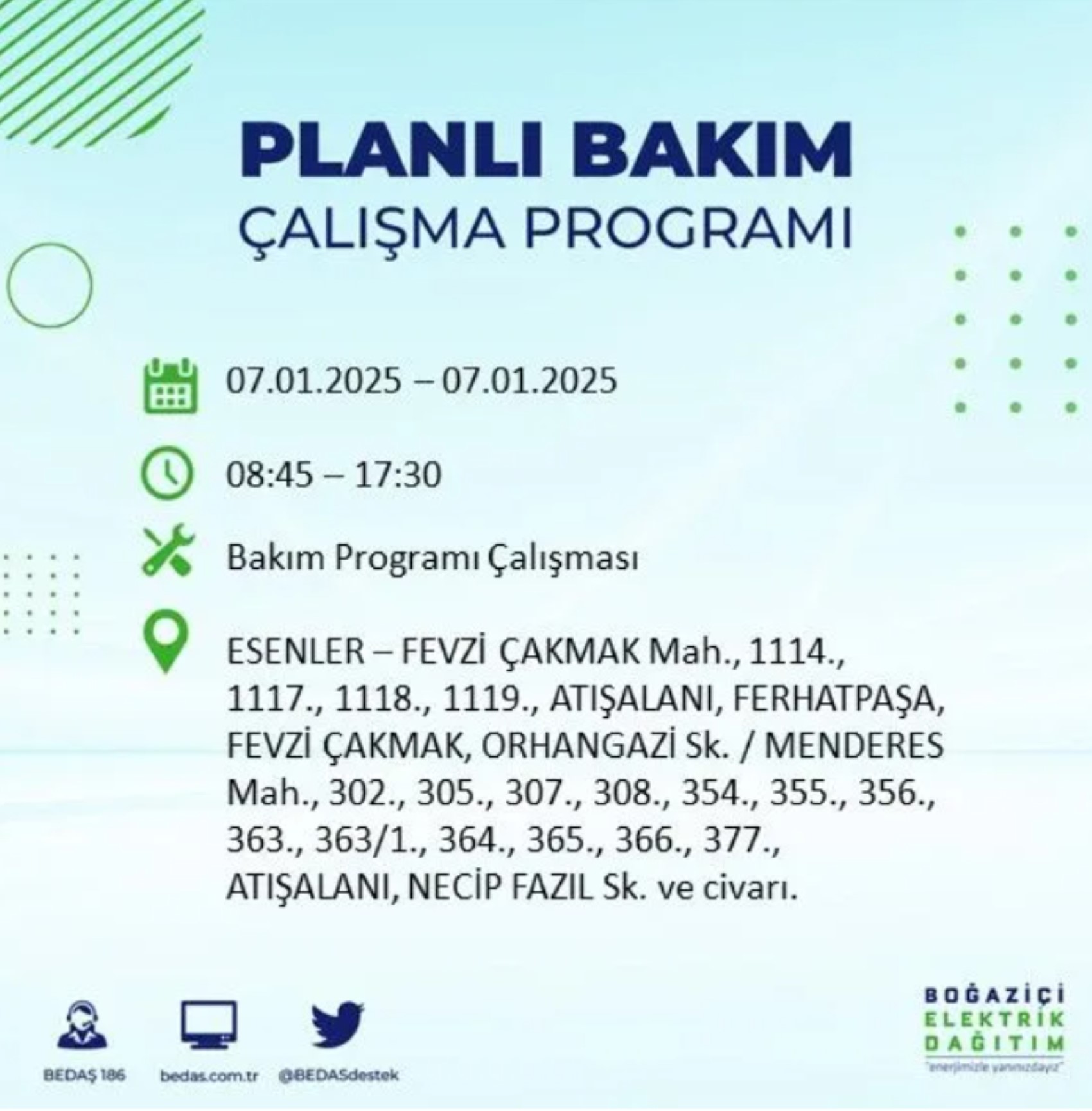 BEDAŞ açıkladı... İstanbul'da elektrik kesintisi: 7 Ocak'ta hangi mahalleler etkilenecek?