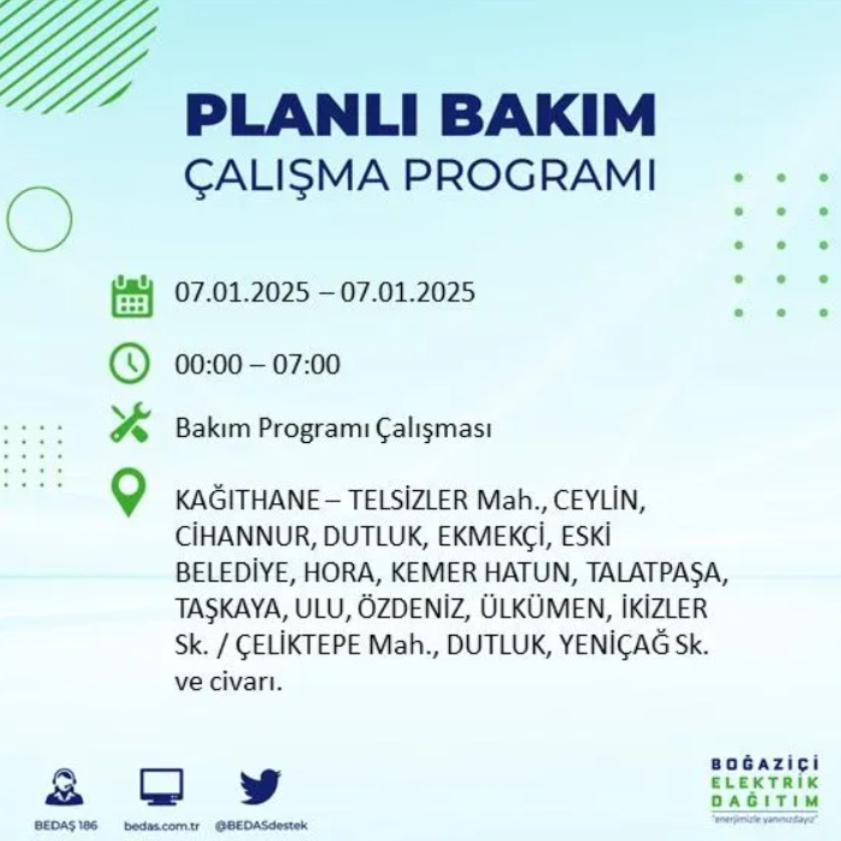 BEDAŞ açıkladı... İstanbul'da elektrik kesintisi: 7 Ocak'ta hangi mahalleler etkilenecek?