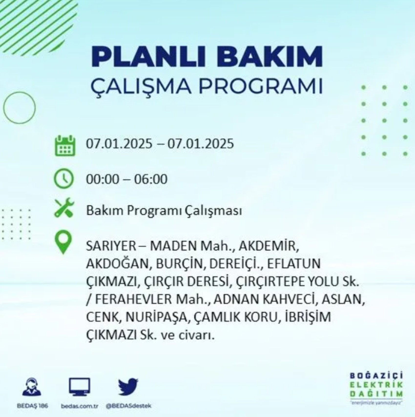 BEDAŞ açıkladı... İstanbul'da elektrik kesintisi: 7 Ocak'ta hangi mahalleler etkilenecek?