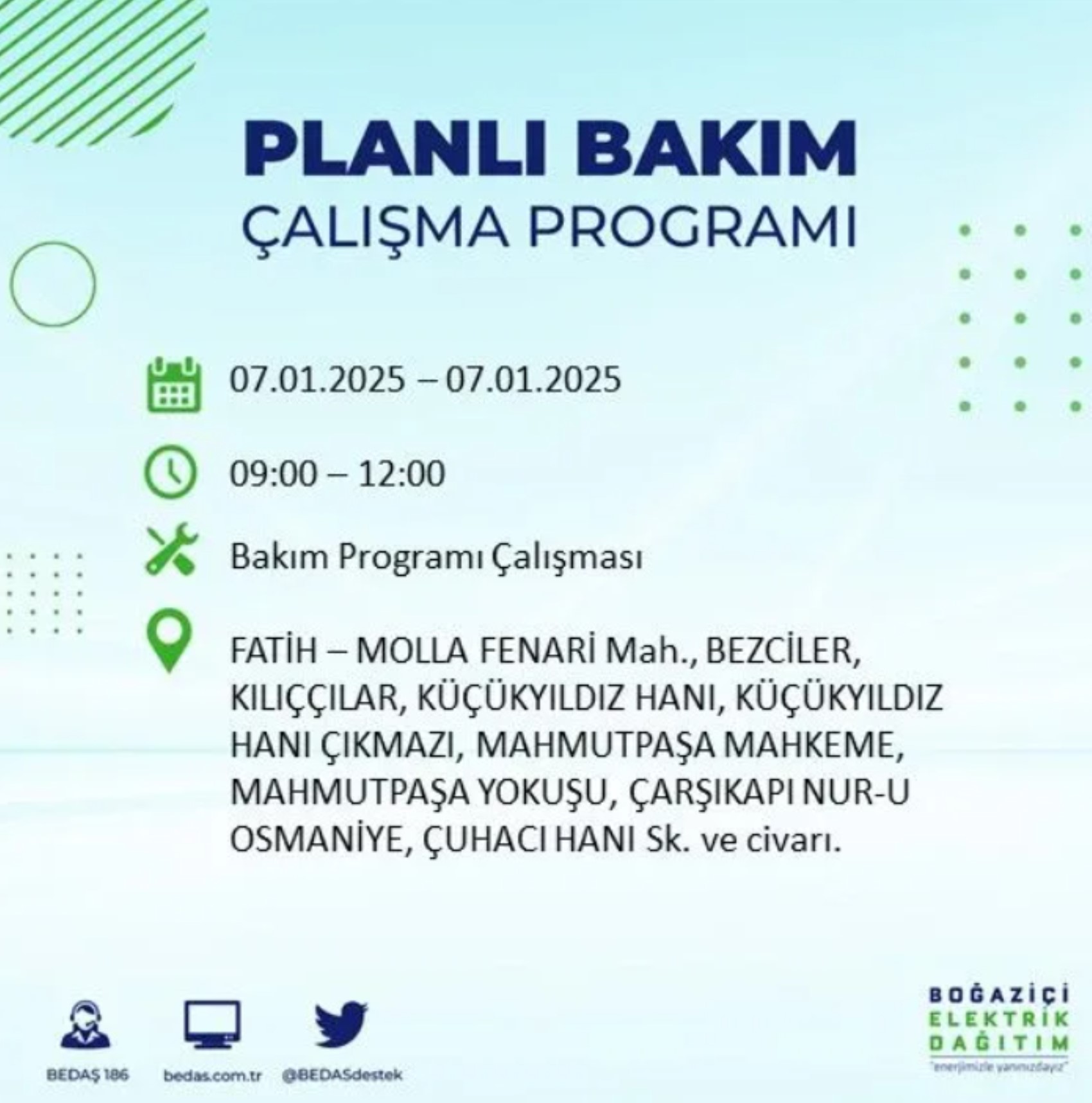 BEDAŞ açıkladı... İstanbul'da elektrik kesintisi: 7 Ocak'ta hangi mahalleler etkilenecek?