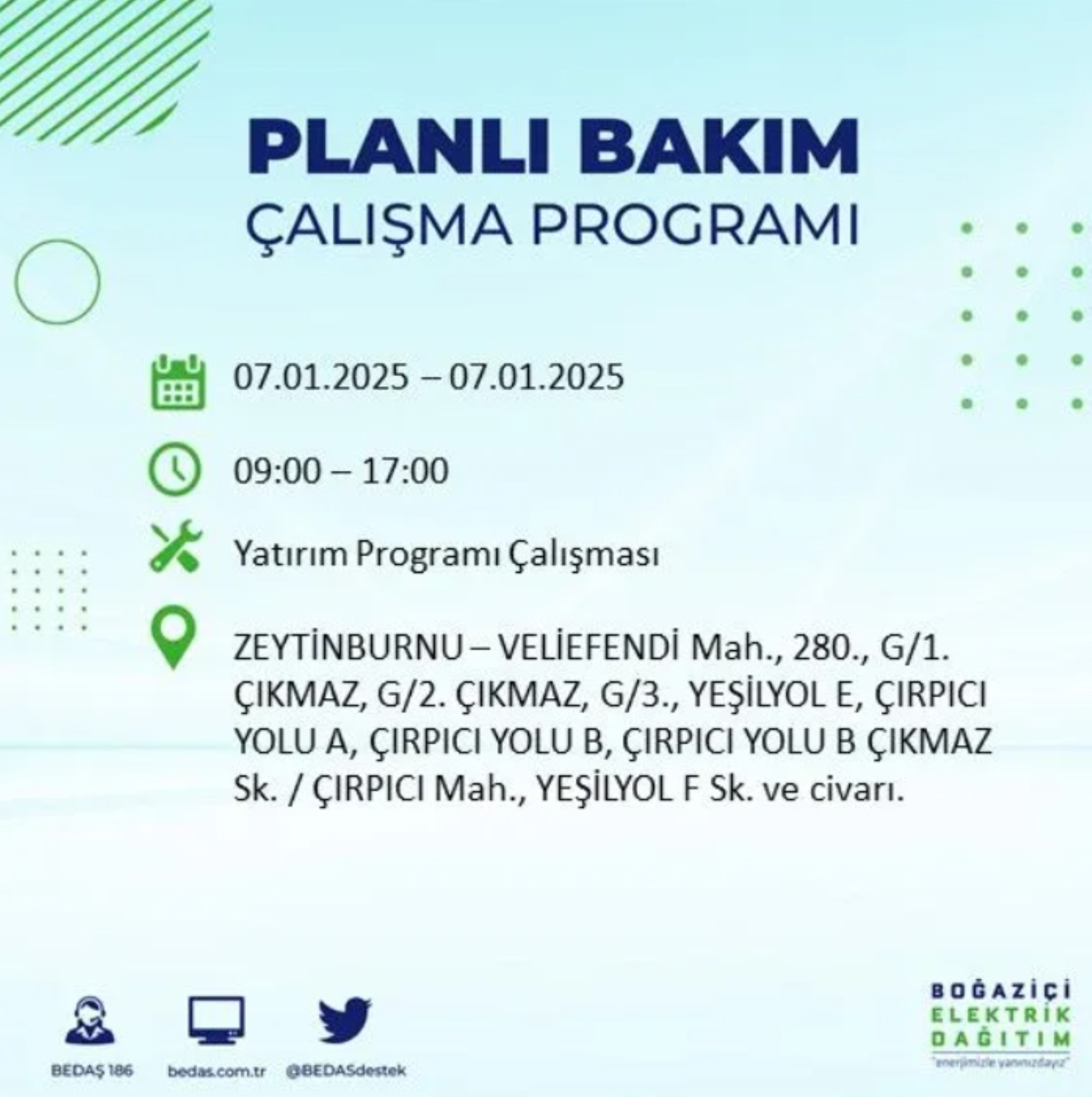 BEDAŞ açıkladı... İstanbul'da elektrik kesintisi: 7 Ocak'ta hangi mahalleler etkilenecek?