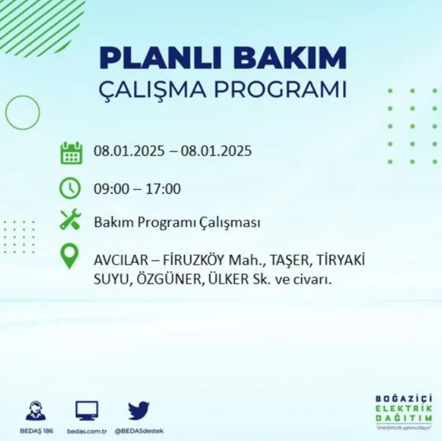 İstanbul'da elektrik kesintisi: BEDAŞ 8 Ocak'ta hangi ilçelerde kesinti yapacak?