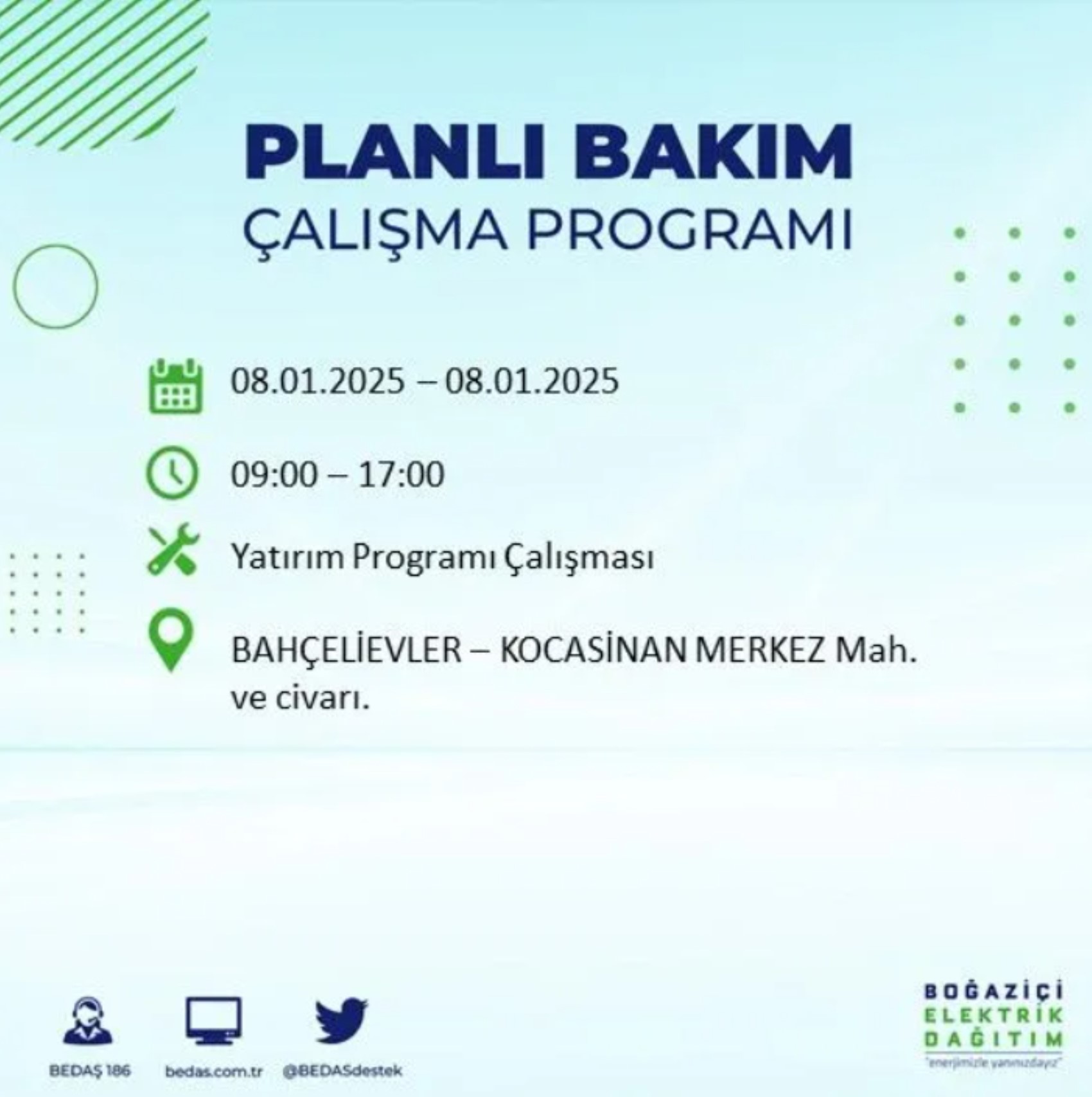 İstanbul'da elektrik kesintisi: BEDAŞ 8 Ocak'ta hangi ilçelerde kesinti yapacak?