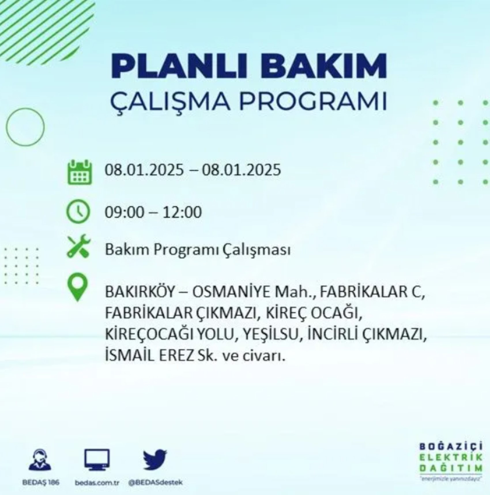 İstanbul'da elektrik kesintisi: BEDAŞ 8 Ocak'ta hangi ilçelerde kesinti yapacak?