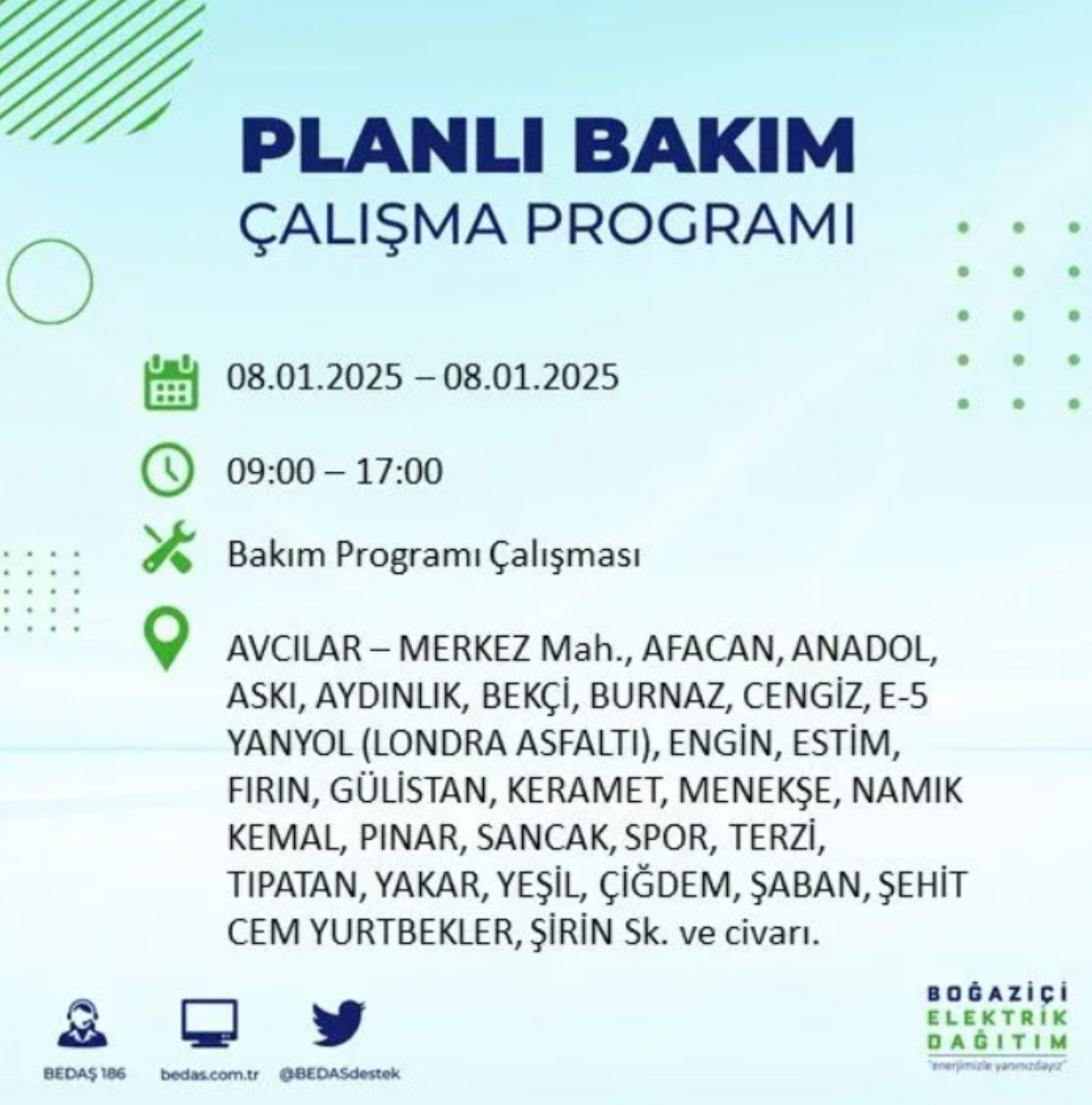 İstanbul'da elektrik kesintisi: BEDAŞ 8 Ocak'ta hangi ilçelerde kesinti yapacak?