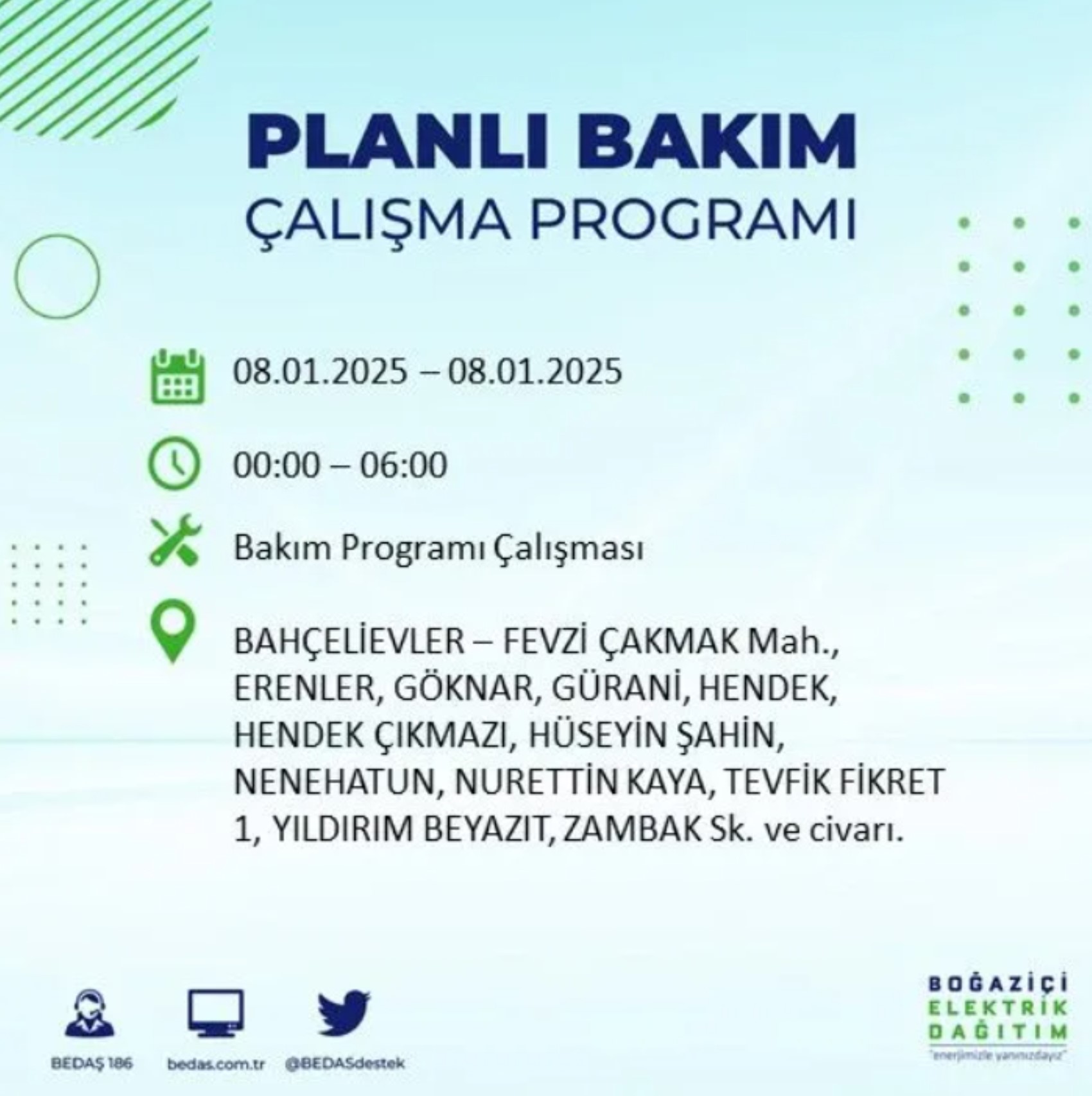 İstanbul'da elektrik kesintisi: BEDAŞ 8 Ocak'ta hangi ilçelerde kesinti yapacak?