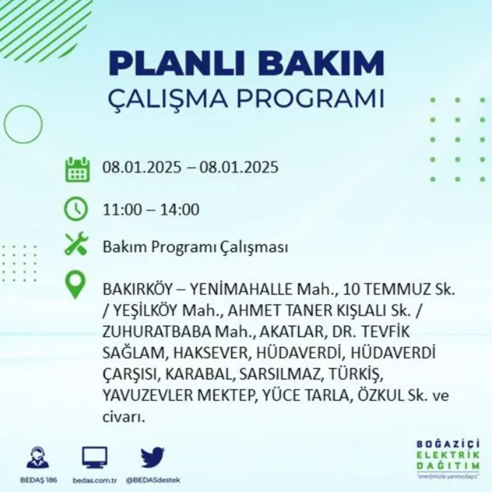 İstanbul'da elektrik kesintisi: BEDAŞ 8 Ocak'ta hangi ilçelerde kesinti yapacak?