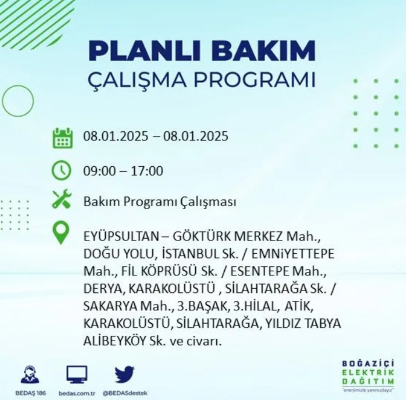 İstanbul'da elektrik kesintisi: BEDAŞ 8 Ocak'ta hangi ilçelerde kesinti yapacak?