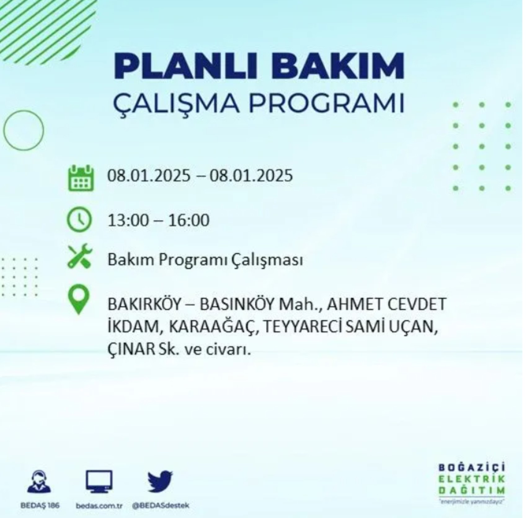 İstanbul'da elektrik kesintisi: BEDAŞ 8 Ocak'ta hangi ilçelerde kesinti yapacak?