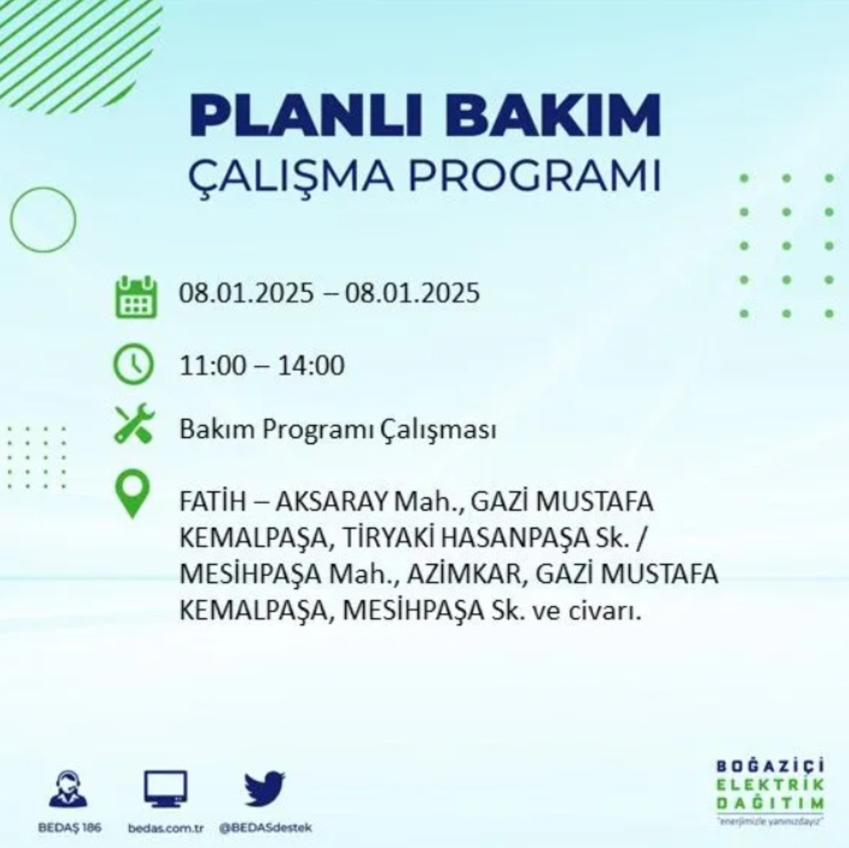 İstanbul'da elektrik kesintisi: BEDAŞ 8 Ocak'ta hangi ilçelerde kesinti yapacak?