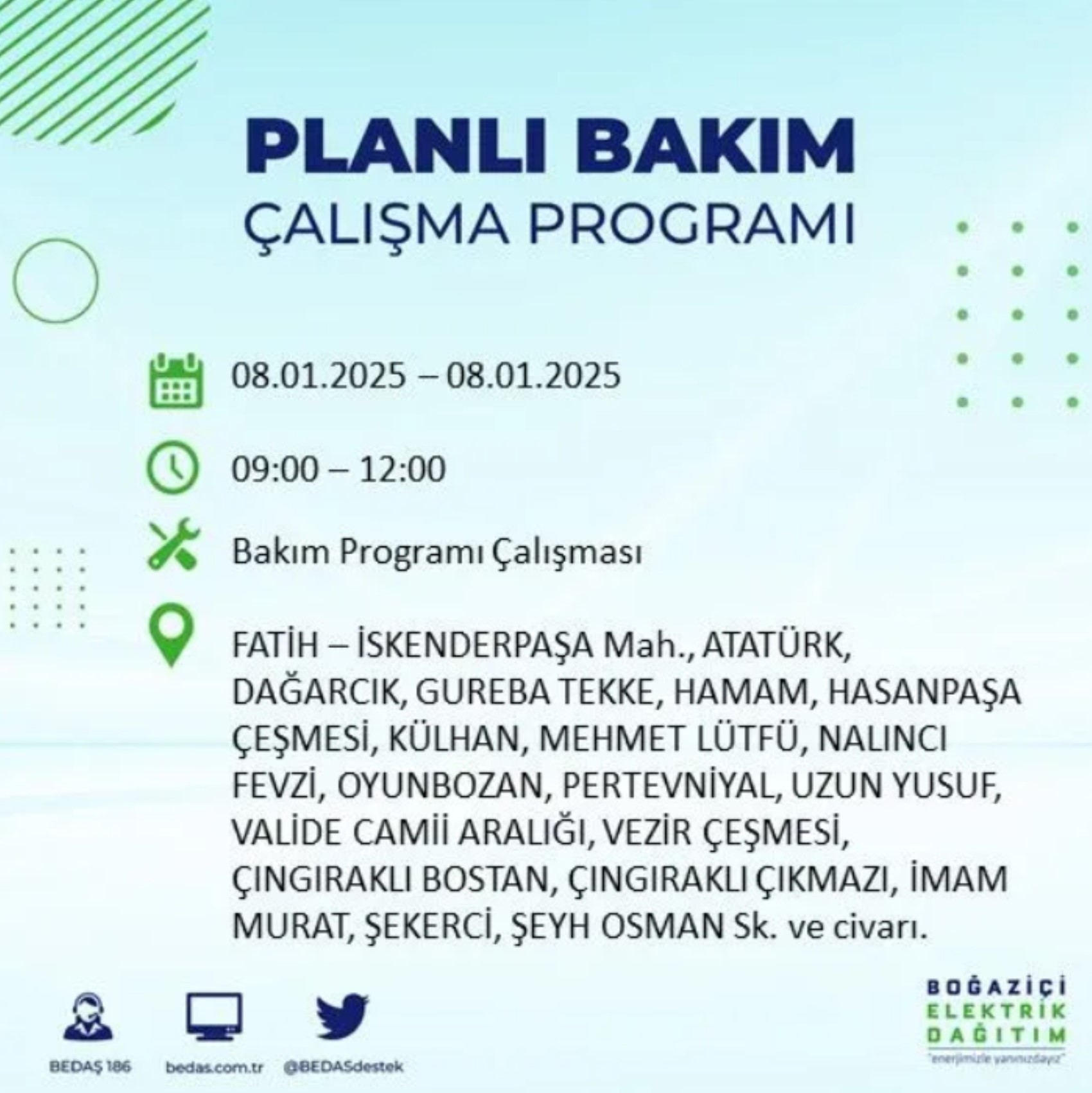 İstanbul'da elektrik kesintisi: BEDAŞ 8 Ocak'ta hangi ilçelerde kesinti yapacak?