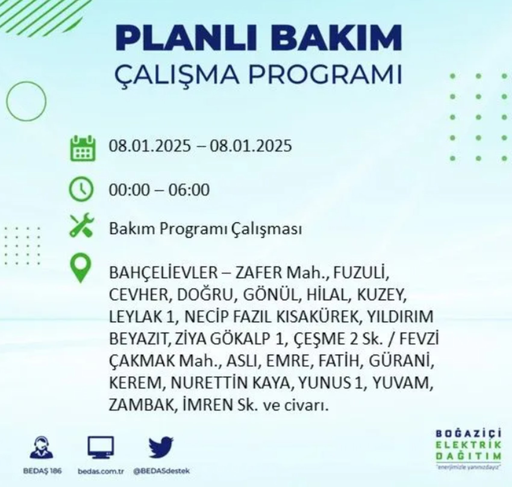 İstanbul'da elektrik kesintisi: BEDAŞ 8 Ocak'ta hangi ilçelerde kesinti yapacak?