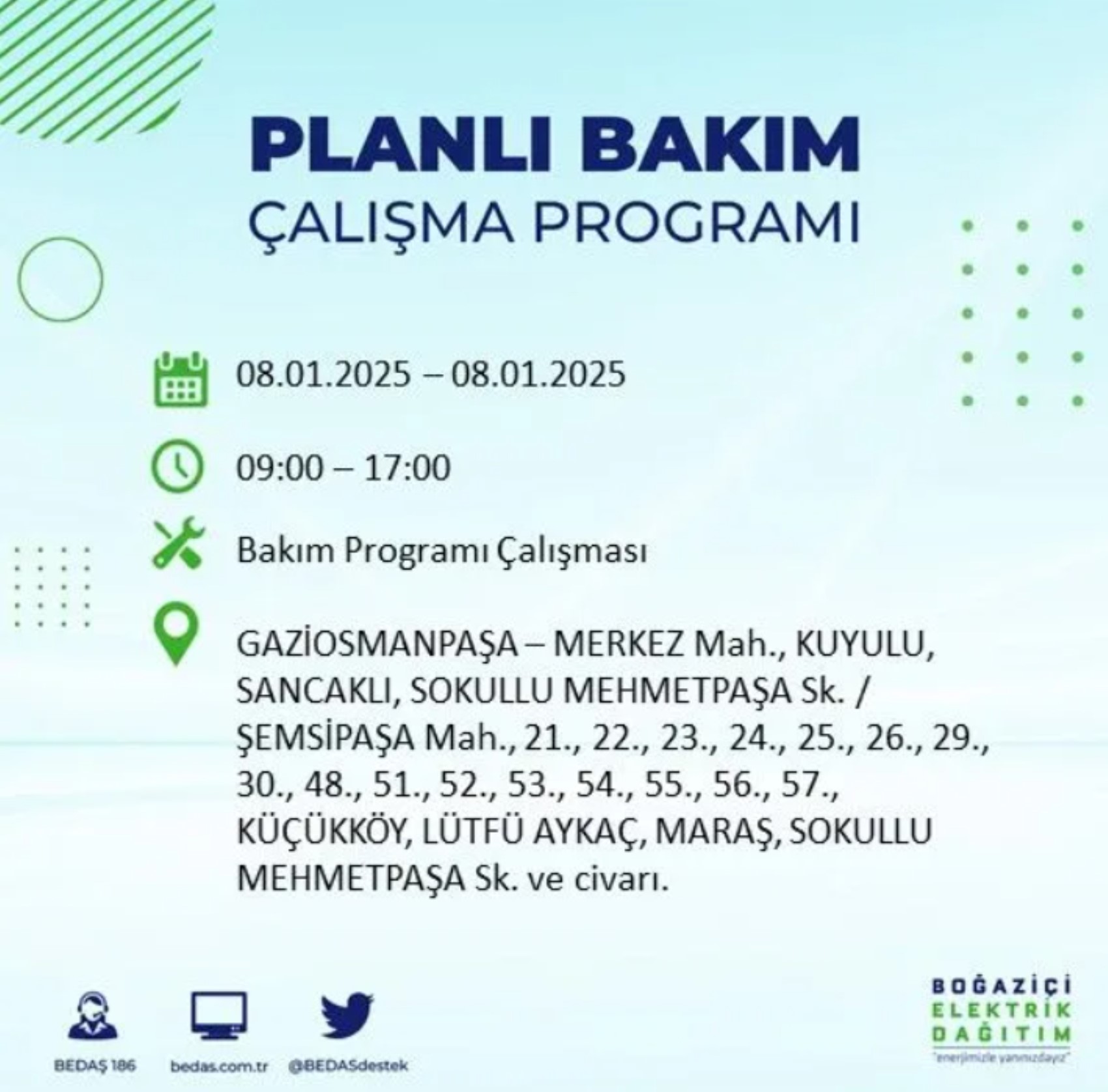 İstanbul'da elektrik kesintisi: BEDAŞ 8 Ocak'ta hangi ilçelerde kesinti yapacak?