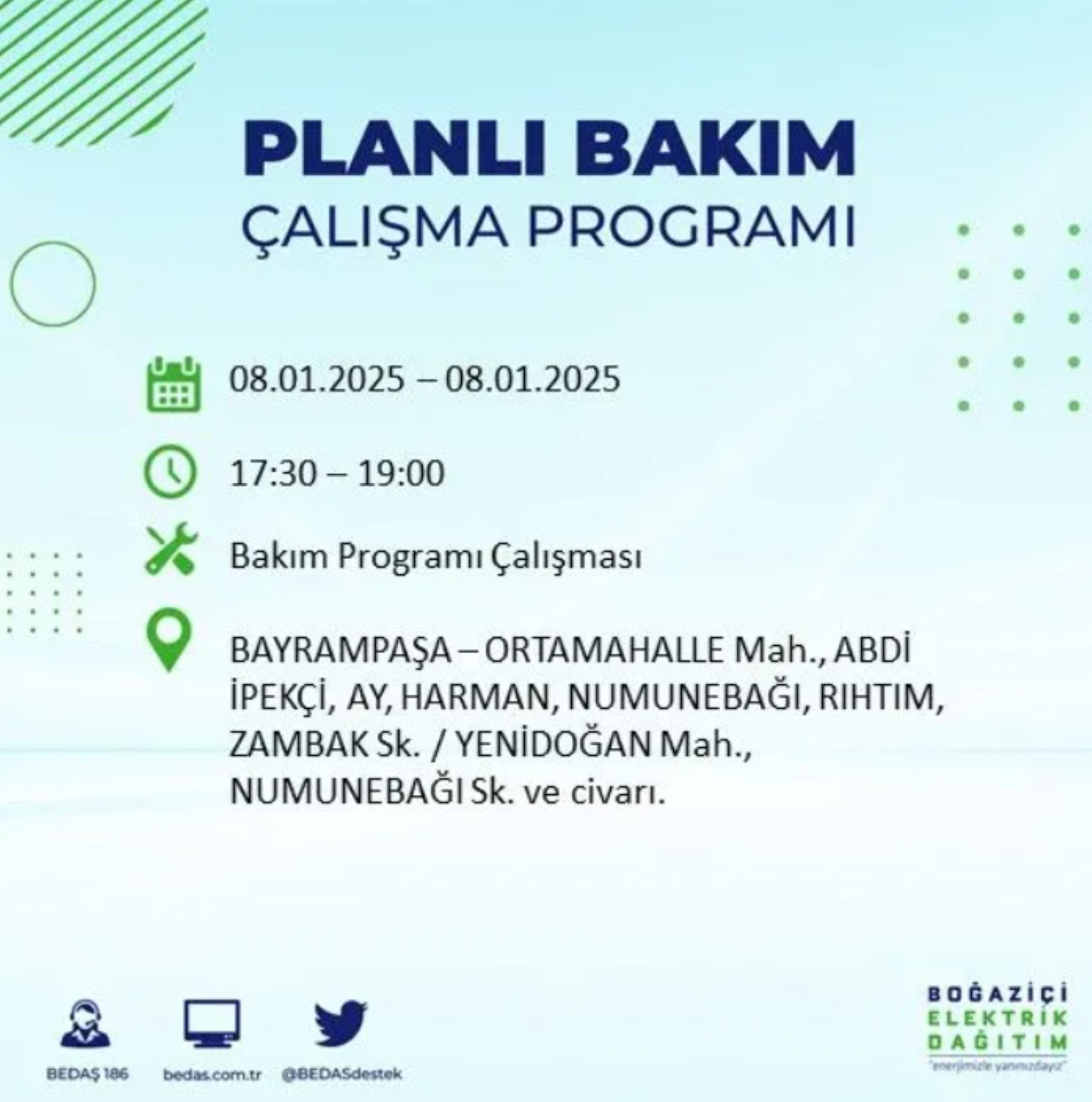 İstanbul'da elektrik kesintisi: BEDAŞ 8 Ocak'ta hangi ilçelerde kesinti yapacak?