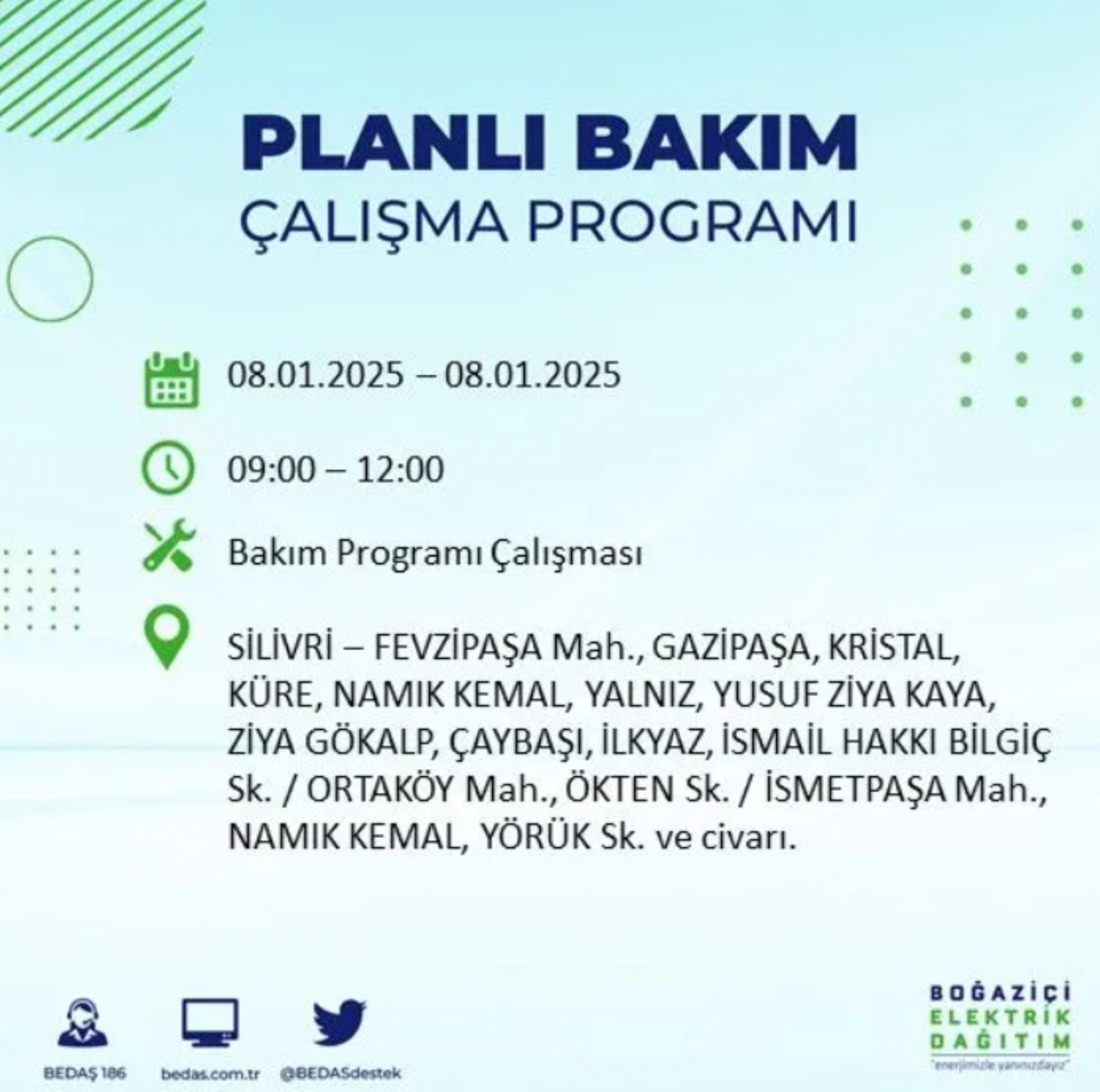 İstanbul'da elektrik kesintisi: BEDAŞ 8 Ocak'ta hangi ilçelerde kesinti yapacak?