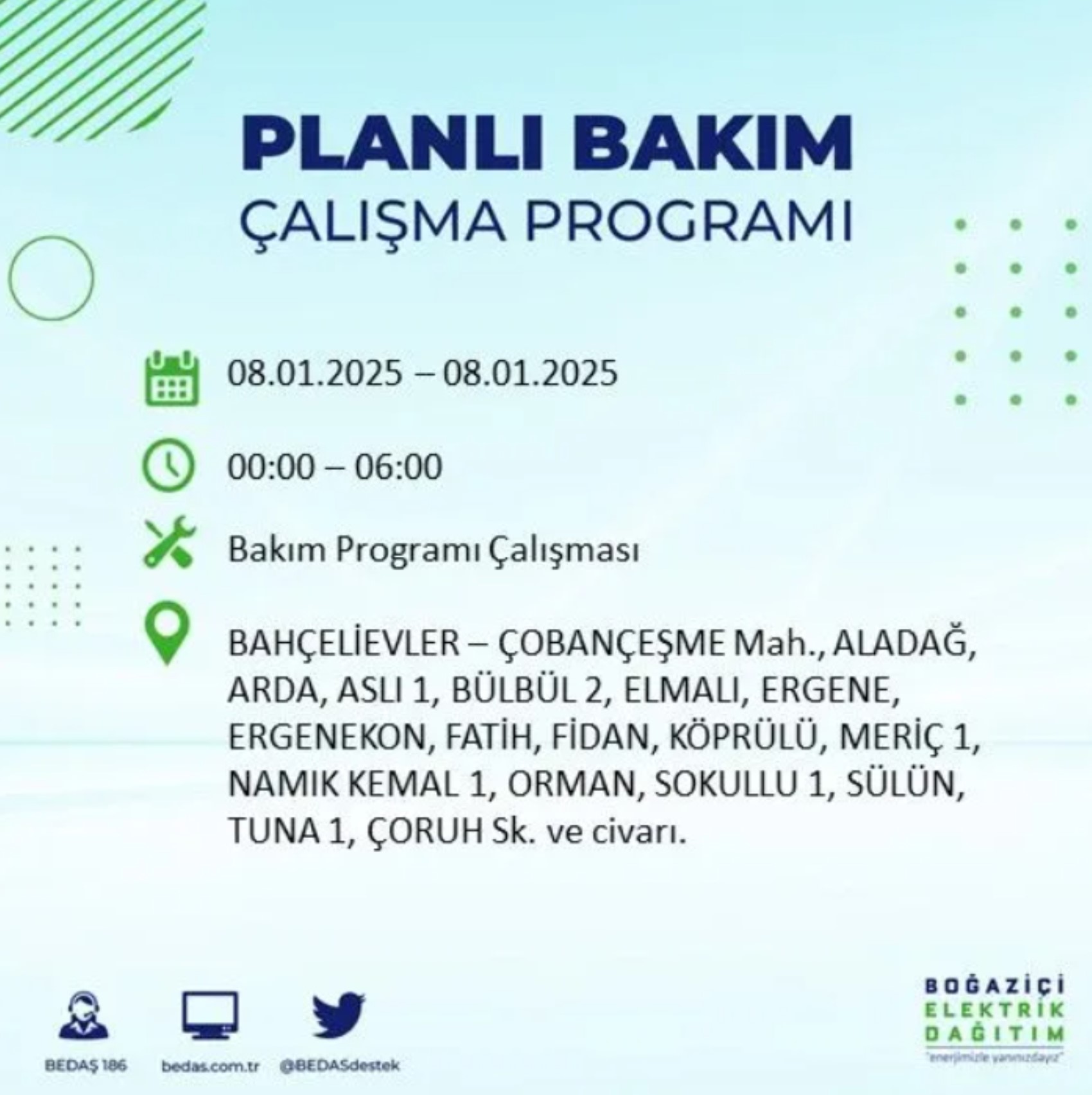 İstanbul'da elektrik kesintisi: BEDAŞ 8 Ocak'ta hangi ilçelerde kesinti yapacak?