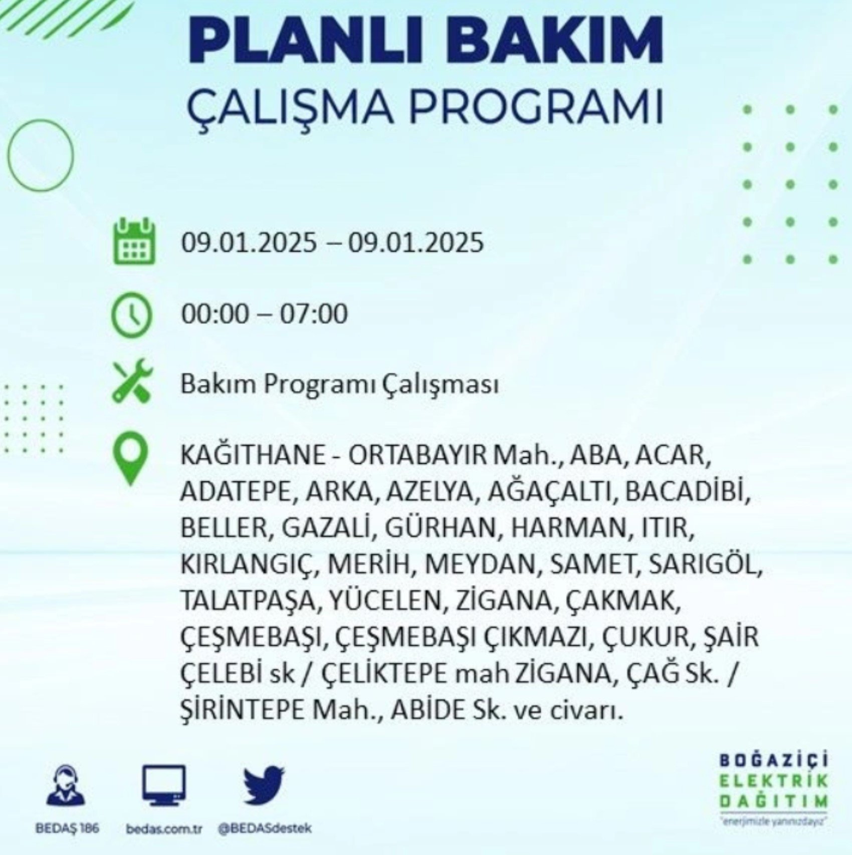 BEDAŞ açıkladı... İstanbul'da elektrik kesintisi: 9 Ocak'ta hangi mahalleler etkilenecek?