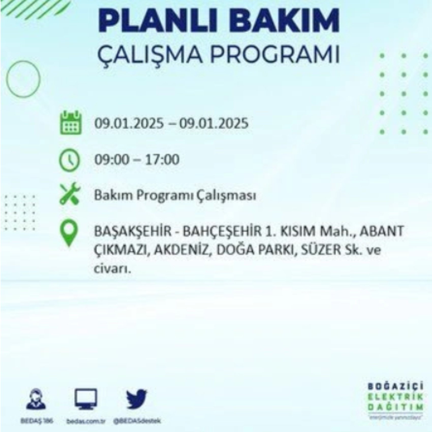 BEDAŞ açıkladı... İstanbul'da elektrik kesintisi: 9 Ocak'ta hangi mahalleler etkilenecek?