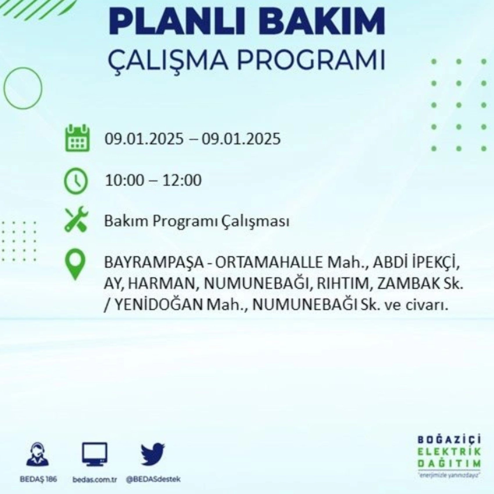 BEDAŞ açıkladı... İstanbul'da elektrik kesintisi: 9 Ocak'ta hangi mahalleler etkilenecek?