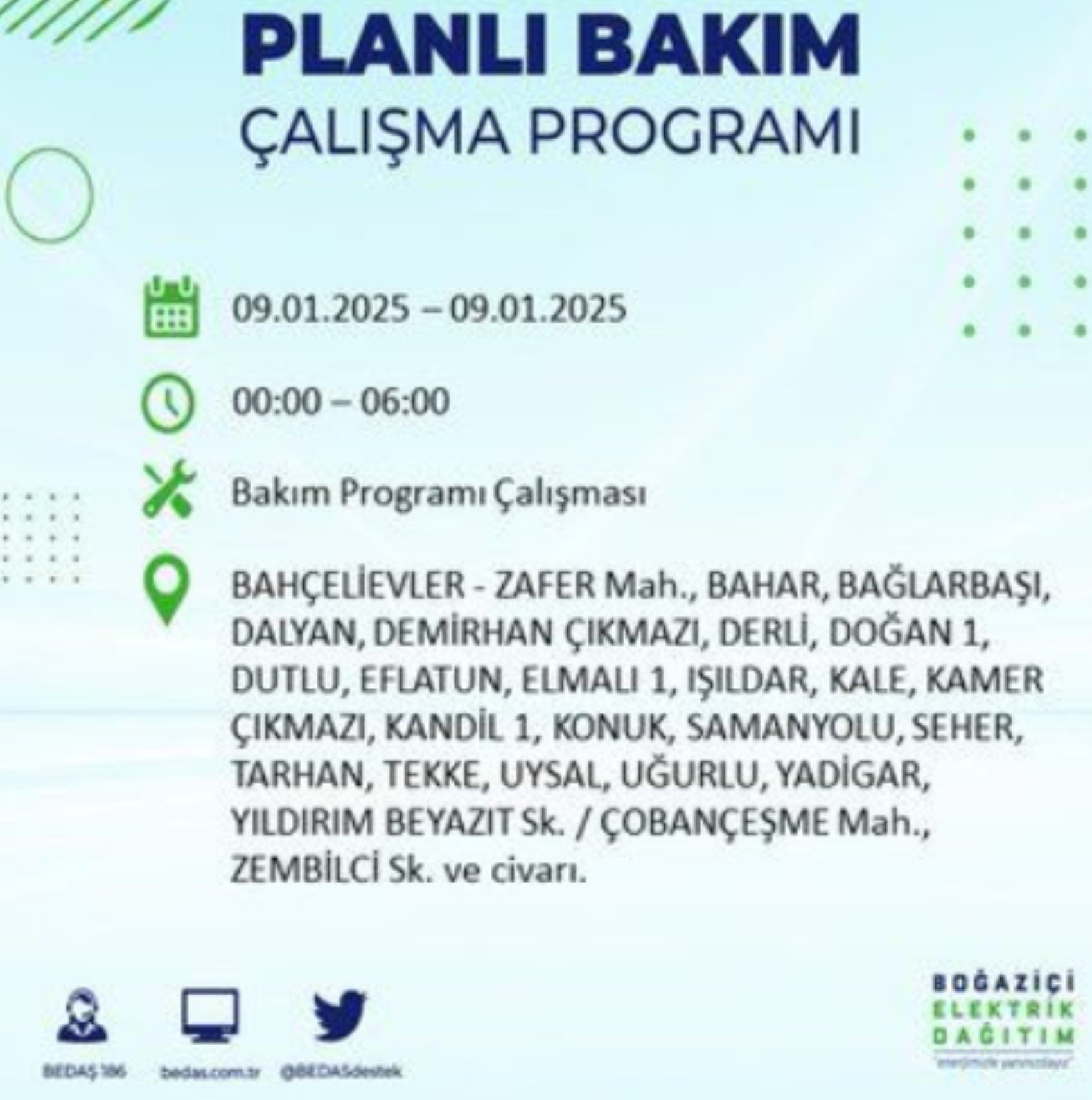 BEDAŞ açıkladı... İstanbul'da elektrik kesintisi: 9 Ocak'ta hangi mahalleler etkilenecek?