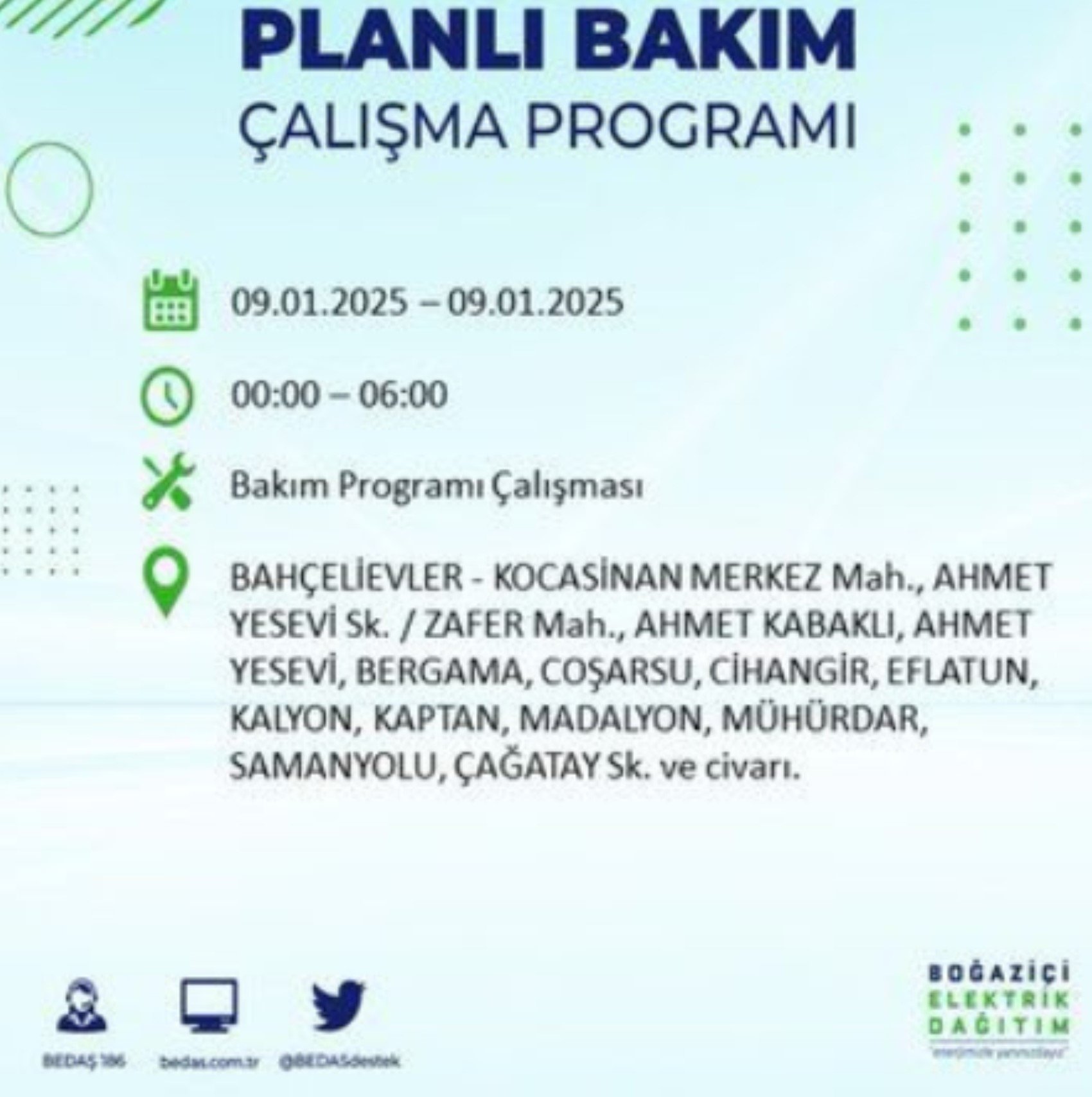 BEDAŞ açıkladı... İstanbul'da elektrik kesintisi: 9 Ocak'ta hangi mahalleler etkilenecek?